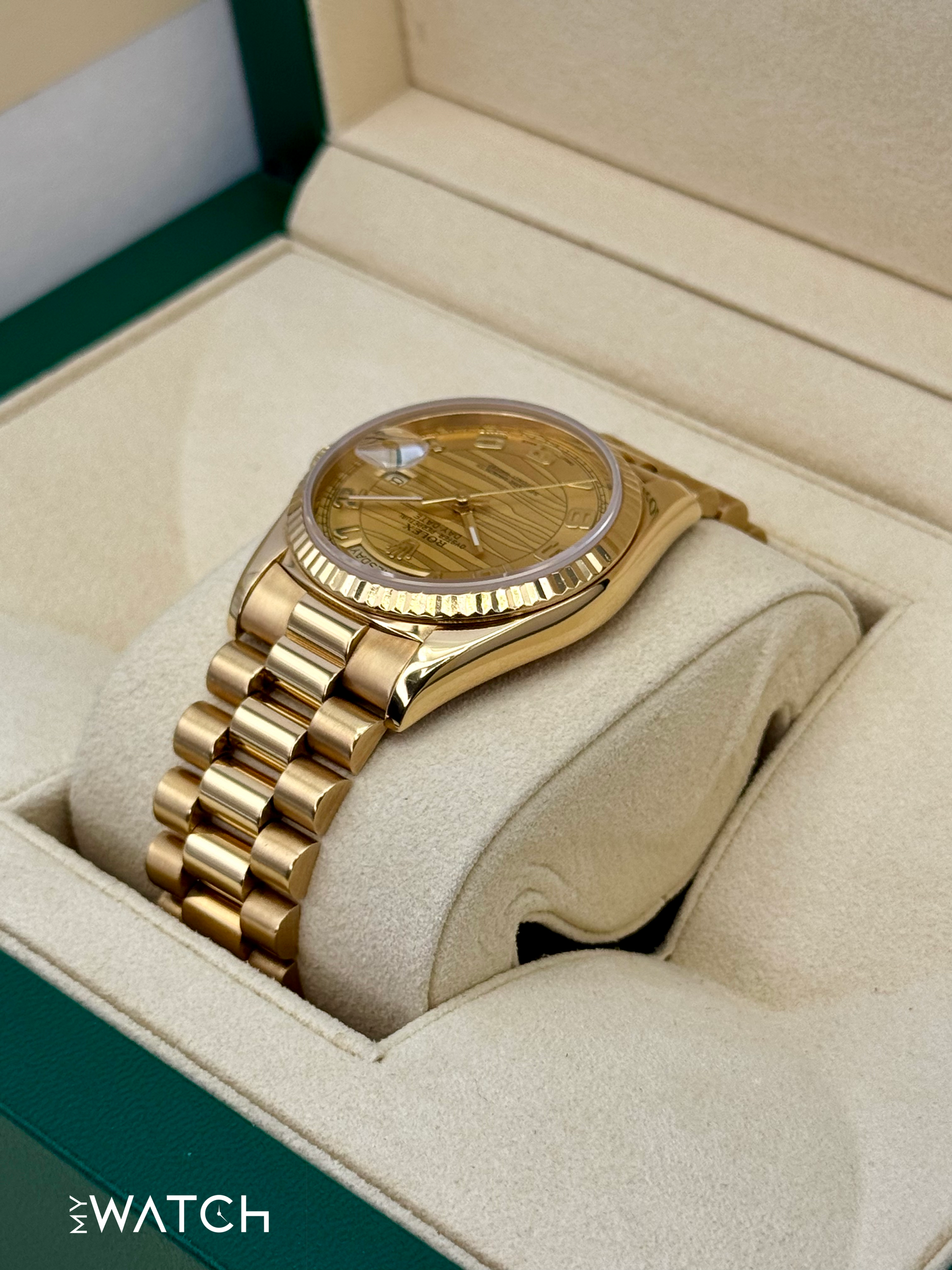 1989 Rolex Day-Date 36mm 18238 Presidential Champagne Wave Dial - MyWatchLLC
