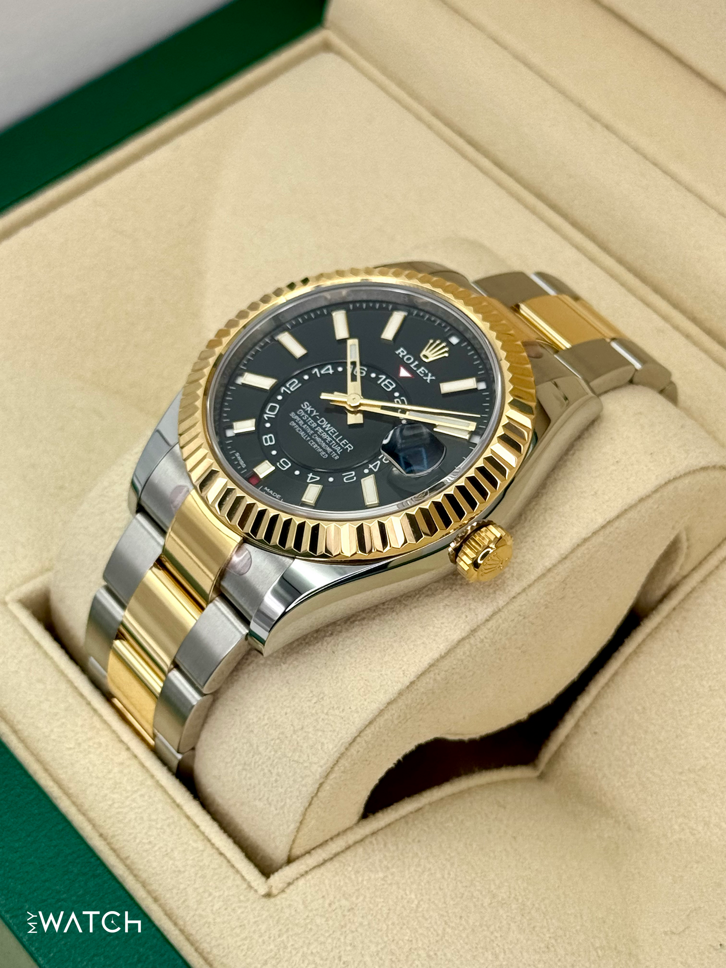 2022 Rolex Sky-Dweller 42mm 326933 Two-Tone Oyster Black Dial - MyWatchLLC