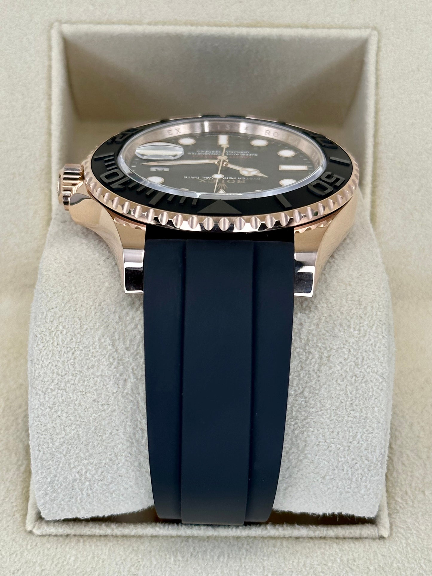 NEW 2023 Rolex Yacht-Master 40mm 126655 Rose Gold Oysterflex Black Dial - MyWatchLLC