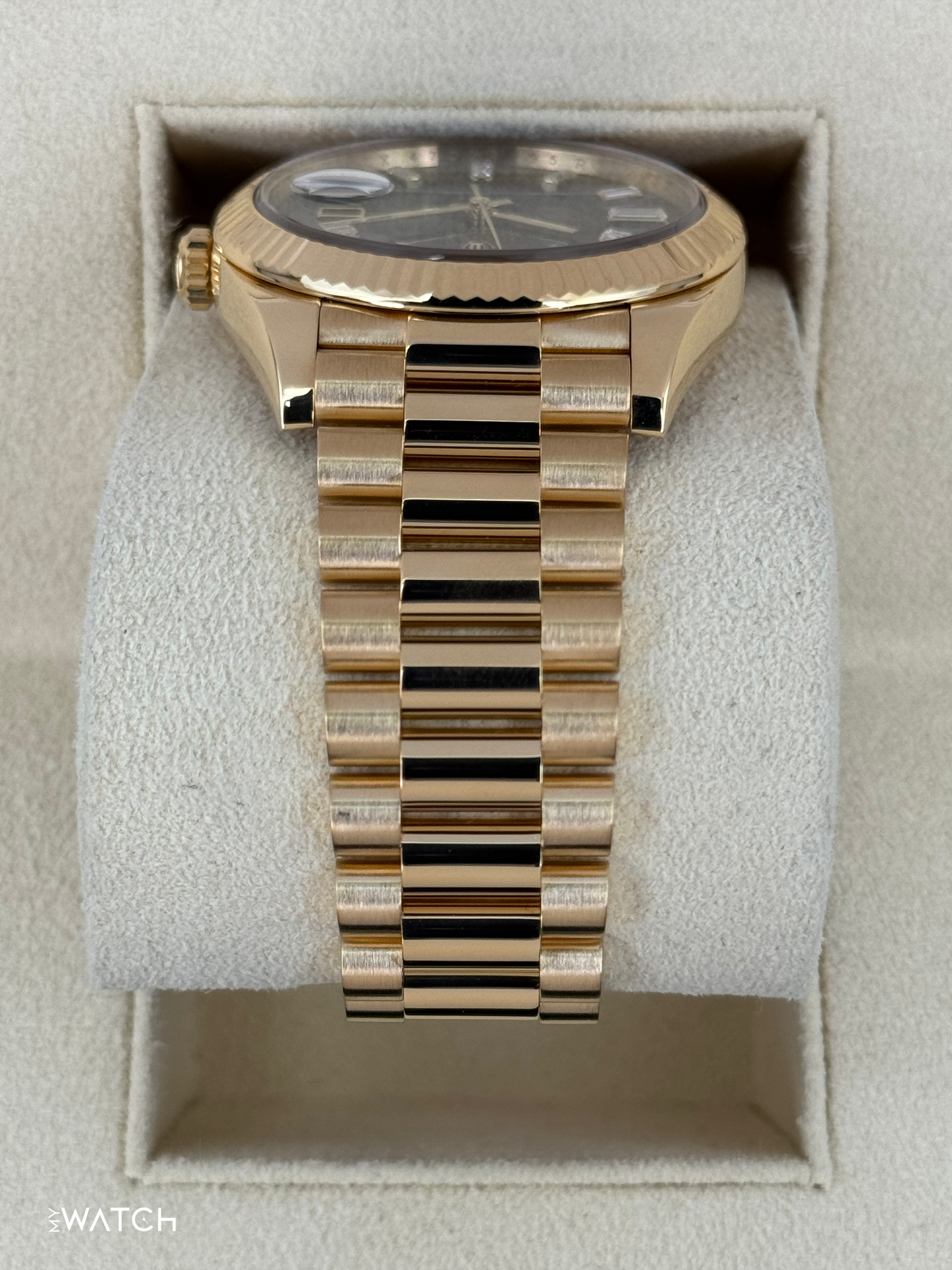 2024 Rolex Day-Date 40mm 228238 Yellow Gold Black Onyx Diamond Dial - MyWatchLLC