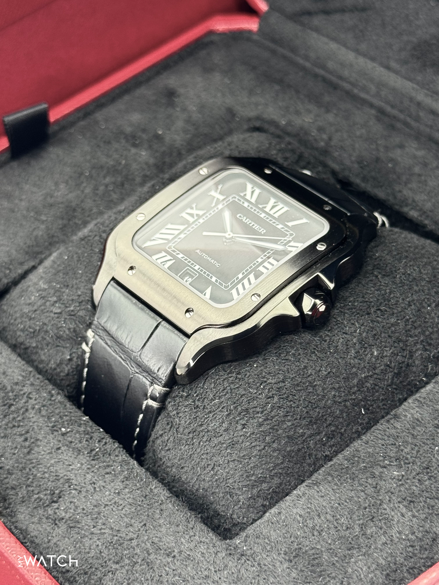 2024 Cartier Santos De Cartier 39.8mm WSSA0039 Black Steel Black Dial - MyWatchLLC