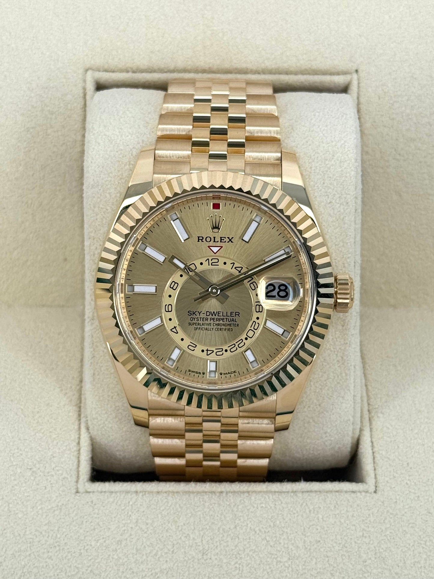 NEW 2025 Rolex Sky-Dweller 42mm 336938 Yellow Gold Jubilee Champagne Dial - MyWatchLLC