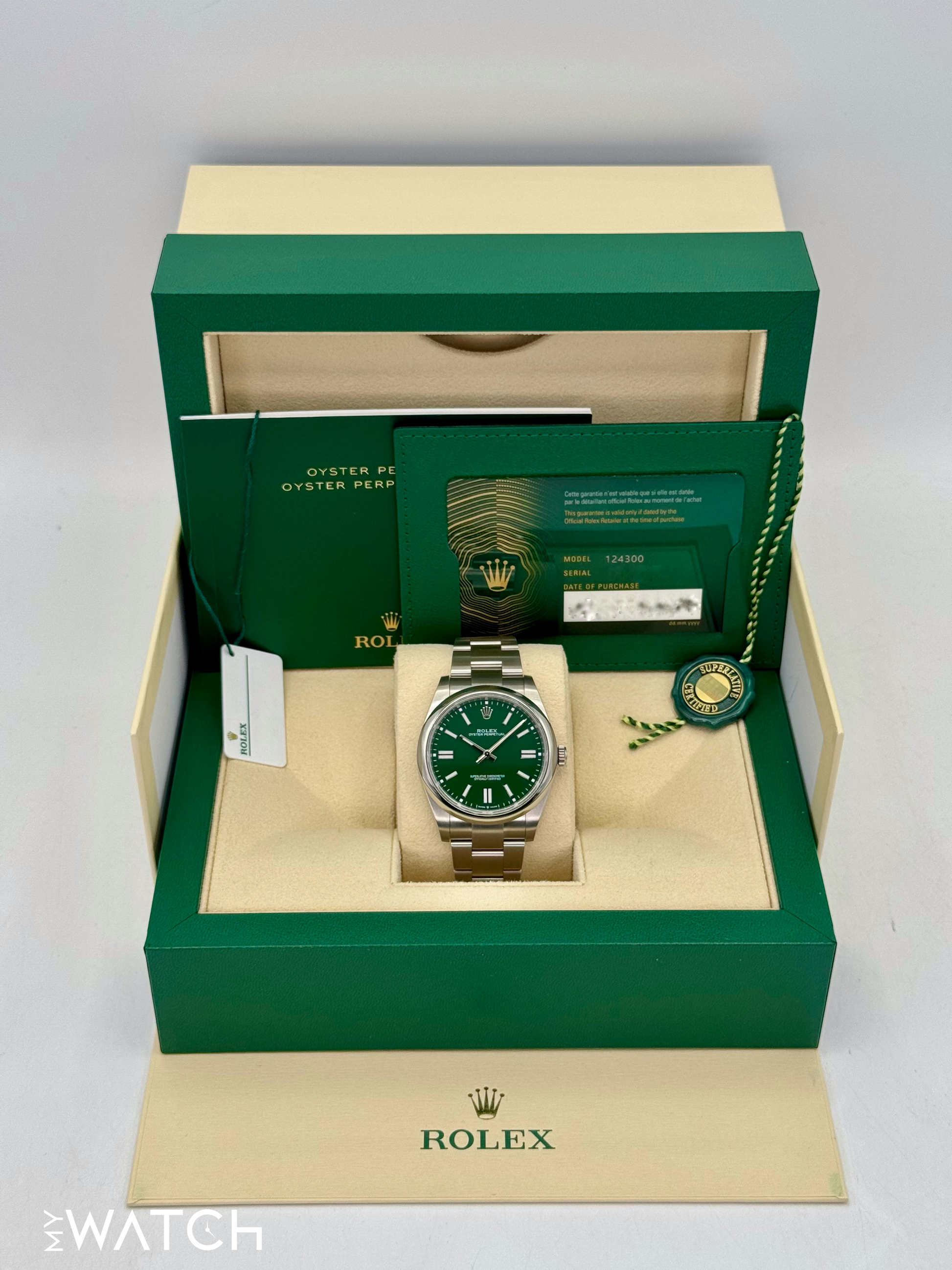 2024 Rolex Oyster Perpetual 41mm 124300 Green Dial - MyWatchLLC