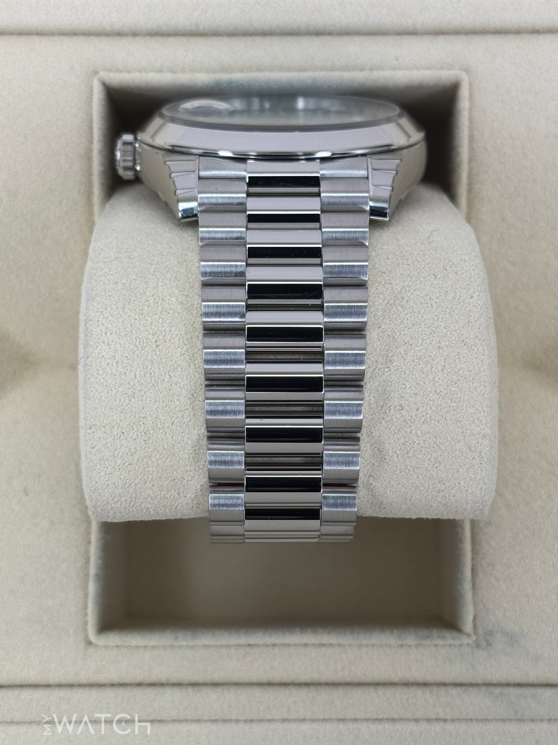 NEW 2024 Rolex Day-Date 40mm 228206 Platinum Blue Motif Dial - MyWatchLLC