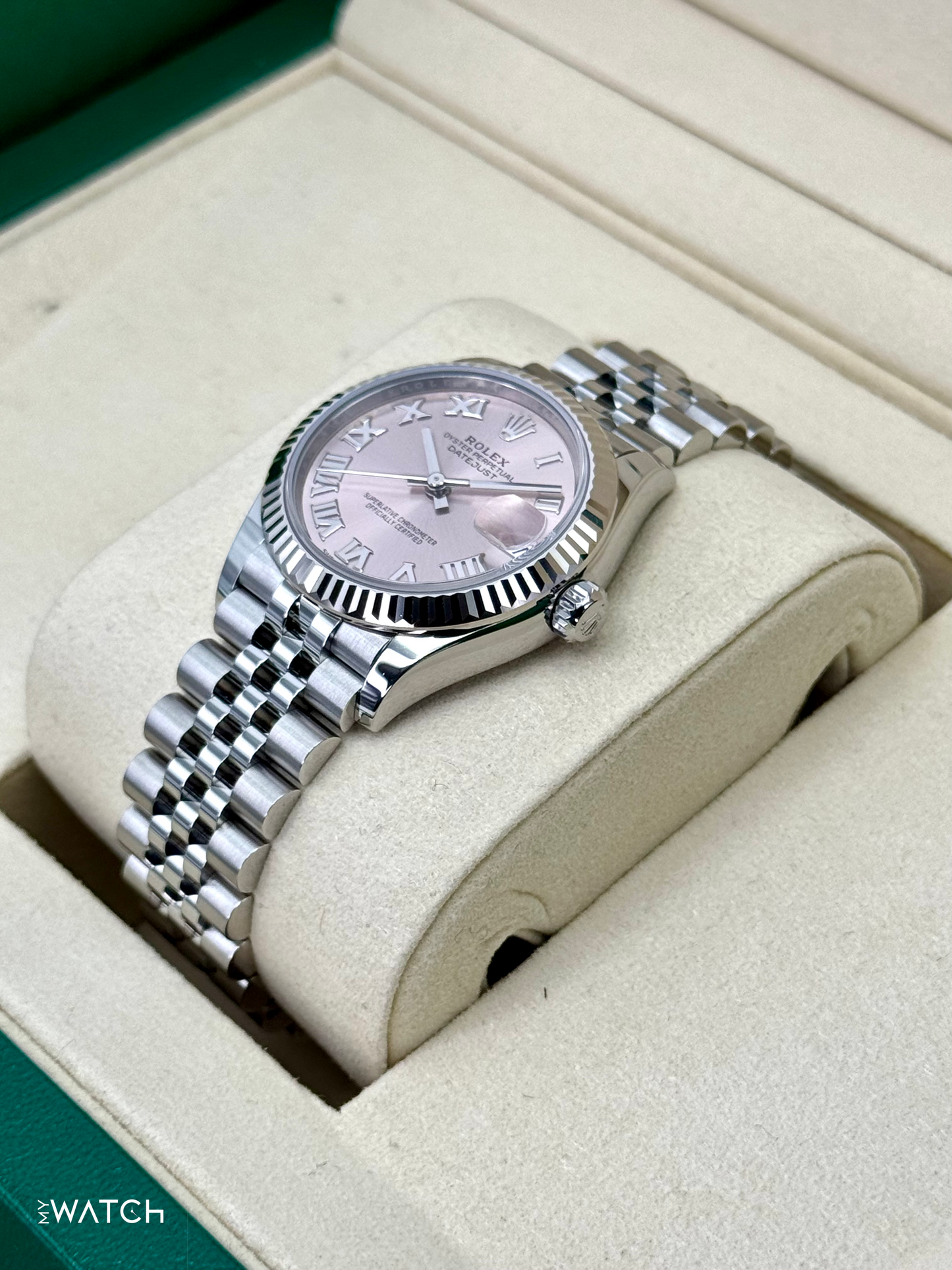 NEW 2025 Rolex Lady Datejust 31mm 278274 Stainless Steel Jubilee Pink Roman Dial - MyWatchLLC