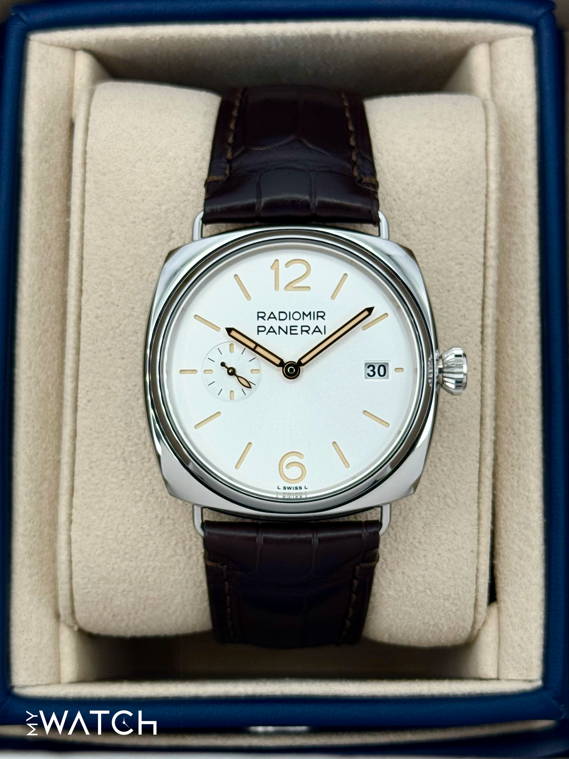 NEW 2024 Panerai Radiomir Quaranta 40mm PAM01570 Stainless Steel White Dial - MyWatchLLC