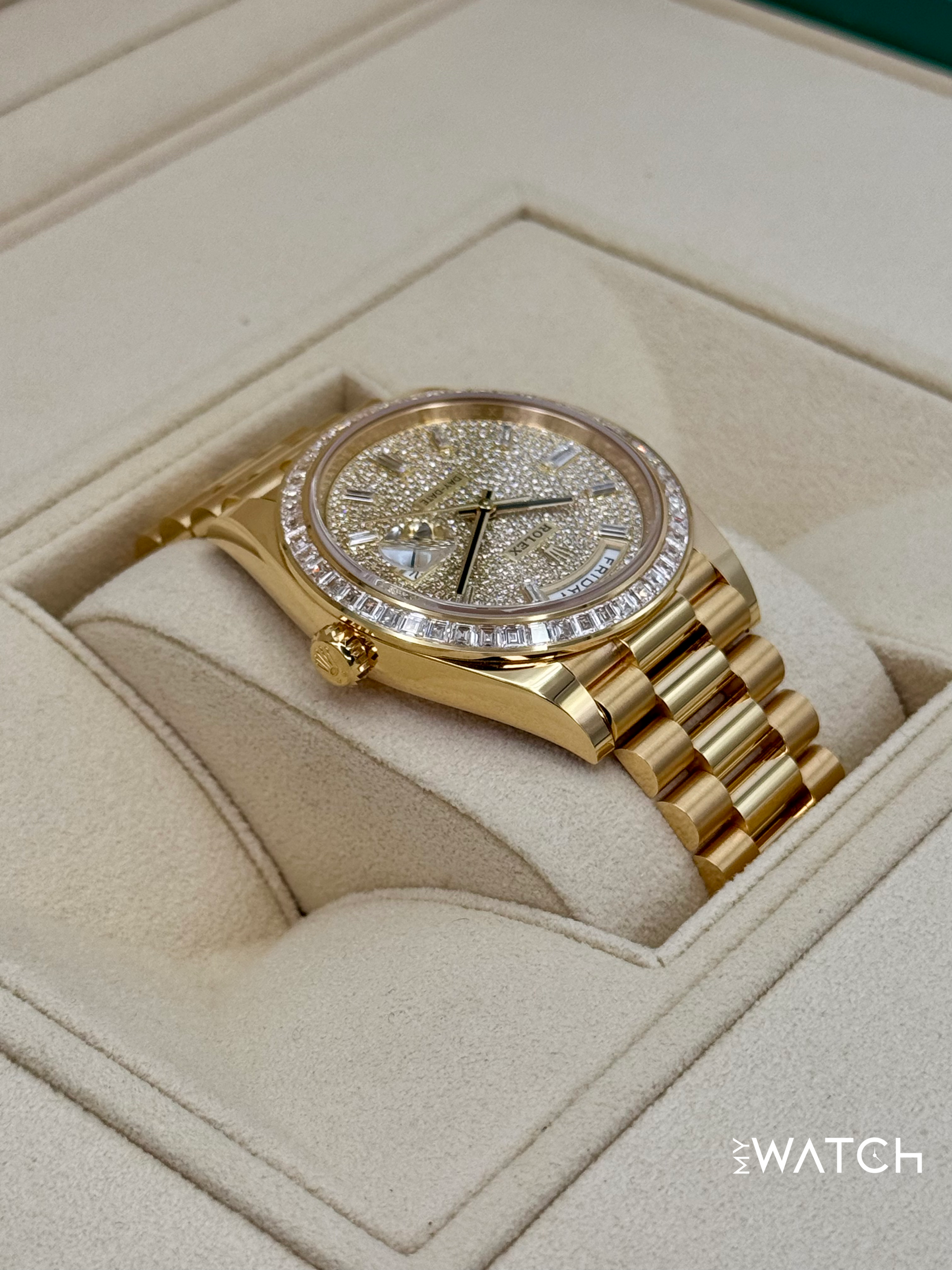 NEW 2025 Rolex Day-Date 40mm 228398TBR Diamond Paved Dial - MyWatchLLC