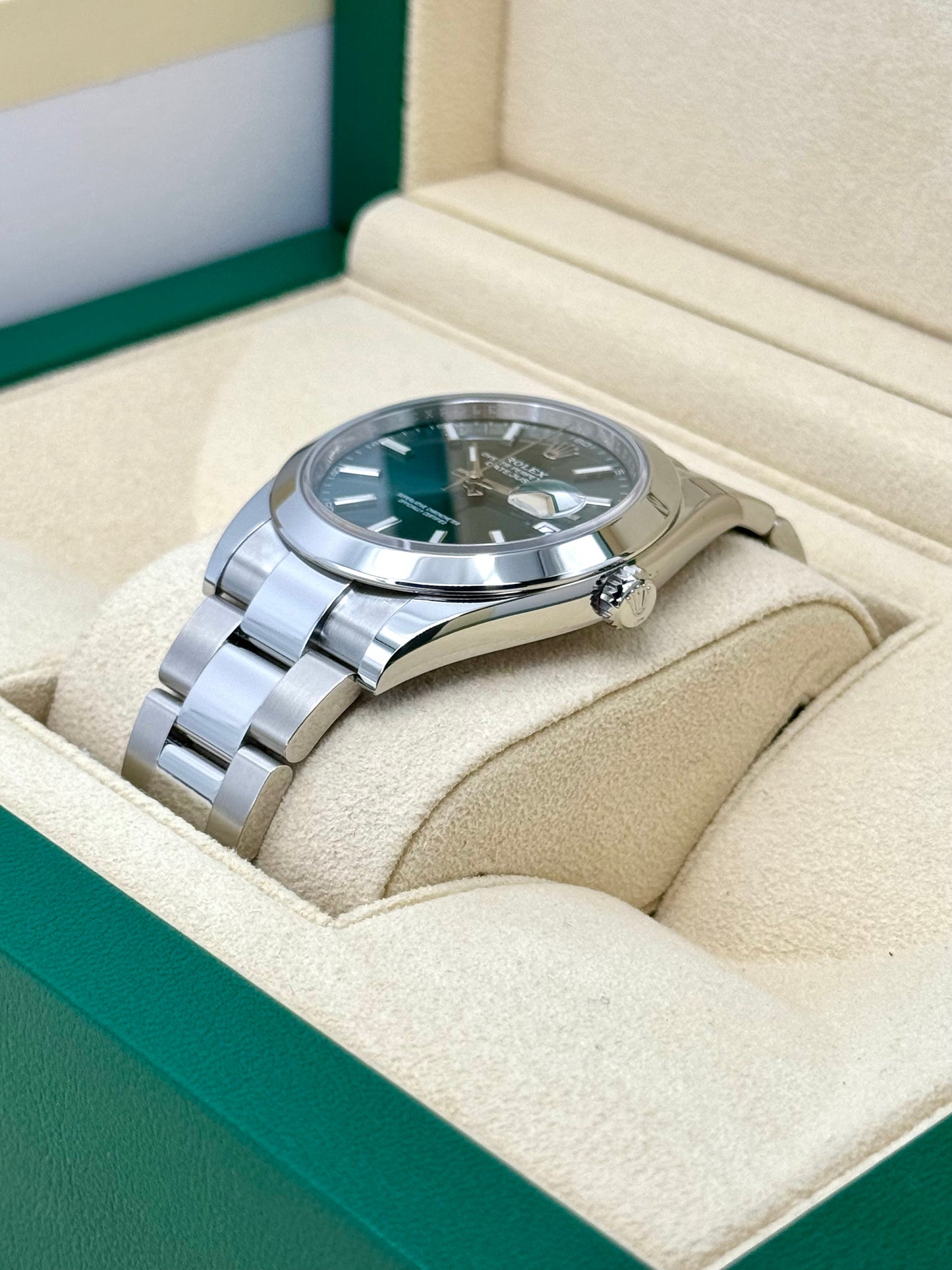 NEW 2024 Rolex Datejust 41mm 126300 Stainless Steel Oyster Green Dial - MyWatchLLC