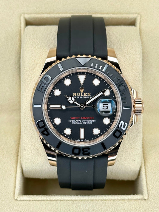 NEW 2023 Rolex Yacht-Master 40mm 126655 Rose Gold Oysterflex Black Dial - MyWatchLLC