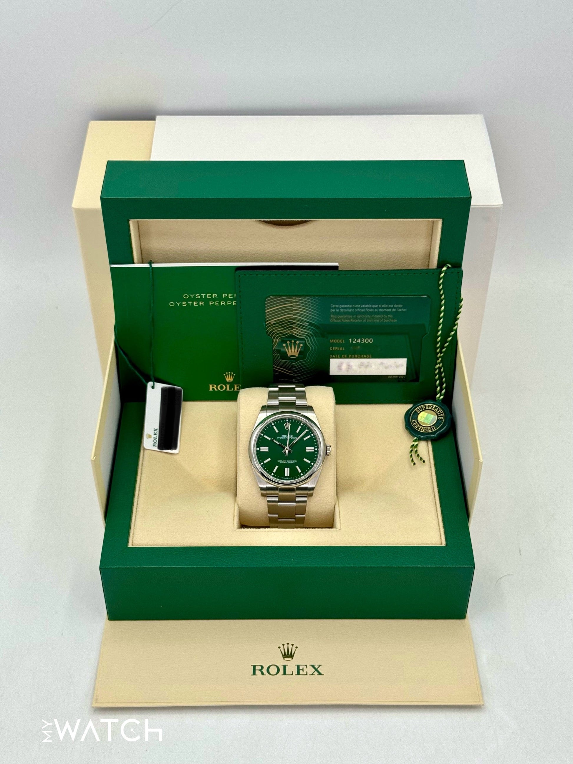 2024 Rolex Oyster Perpetual 41mm 124300 Green Dial - MyWatchLLC