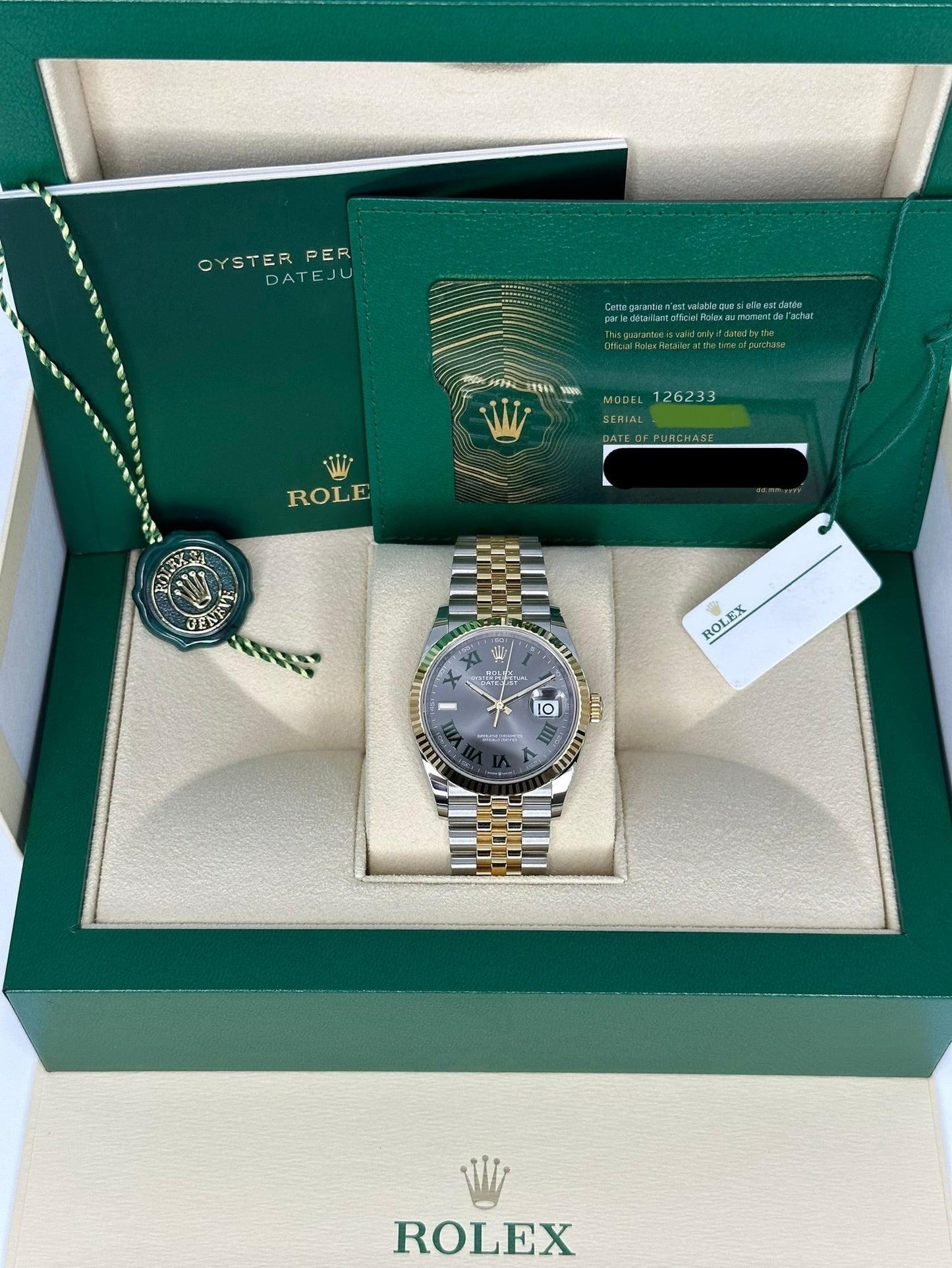 NEW 2023 Rolex Datejust 36mm 126233 Two-Tone Jubilee Wimbledon Dial - MyWatchLLC