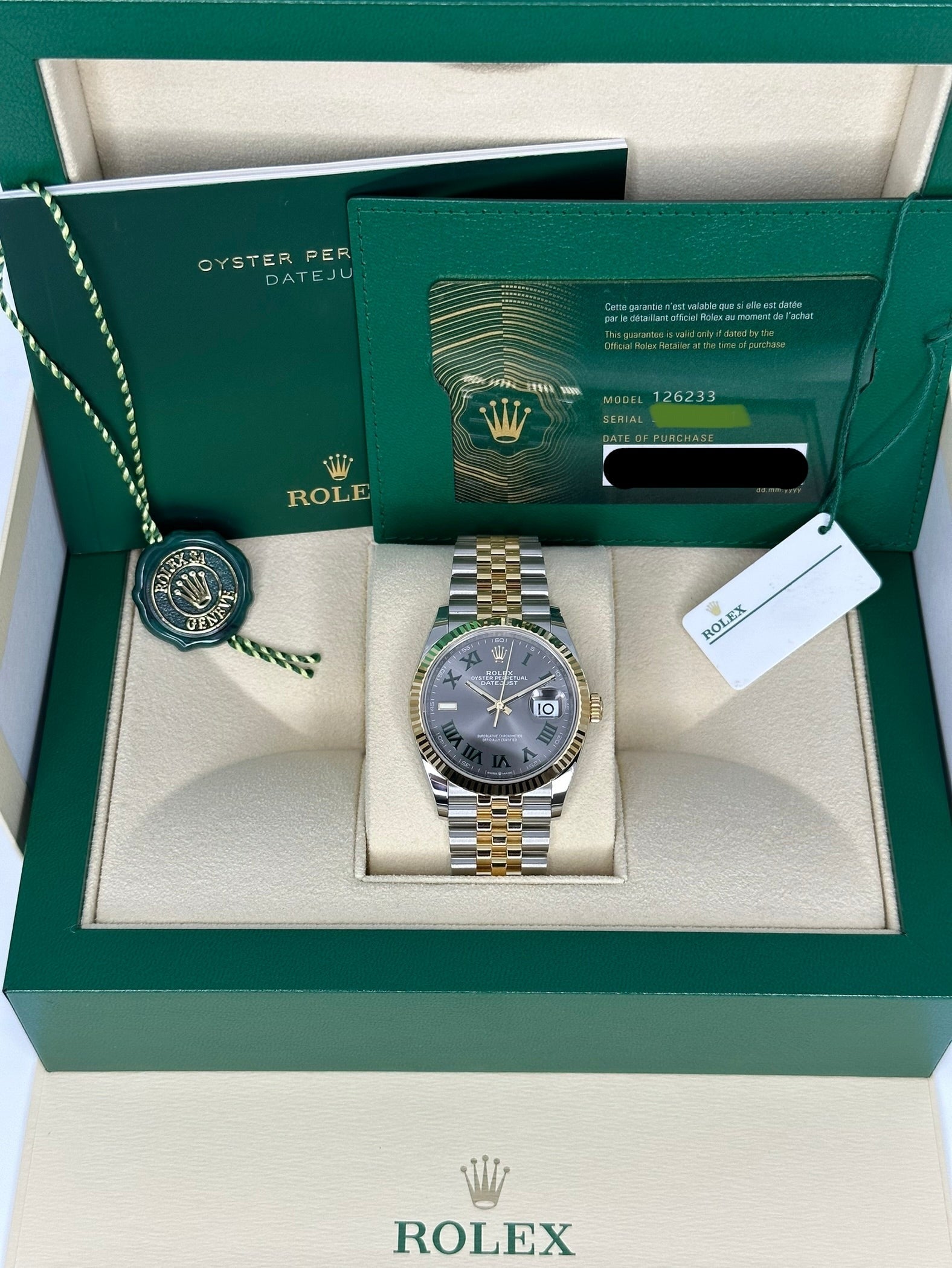 NEW 2023 Rolex Datejust 36mm 126233 Two-Tone Jubilee Wimbledon Dial - MyWatchLLC
