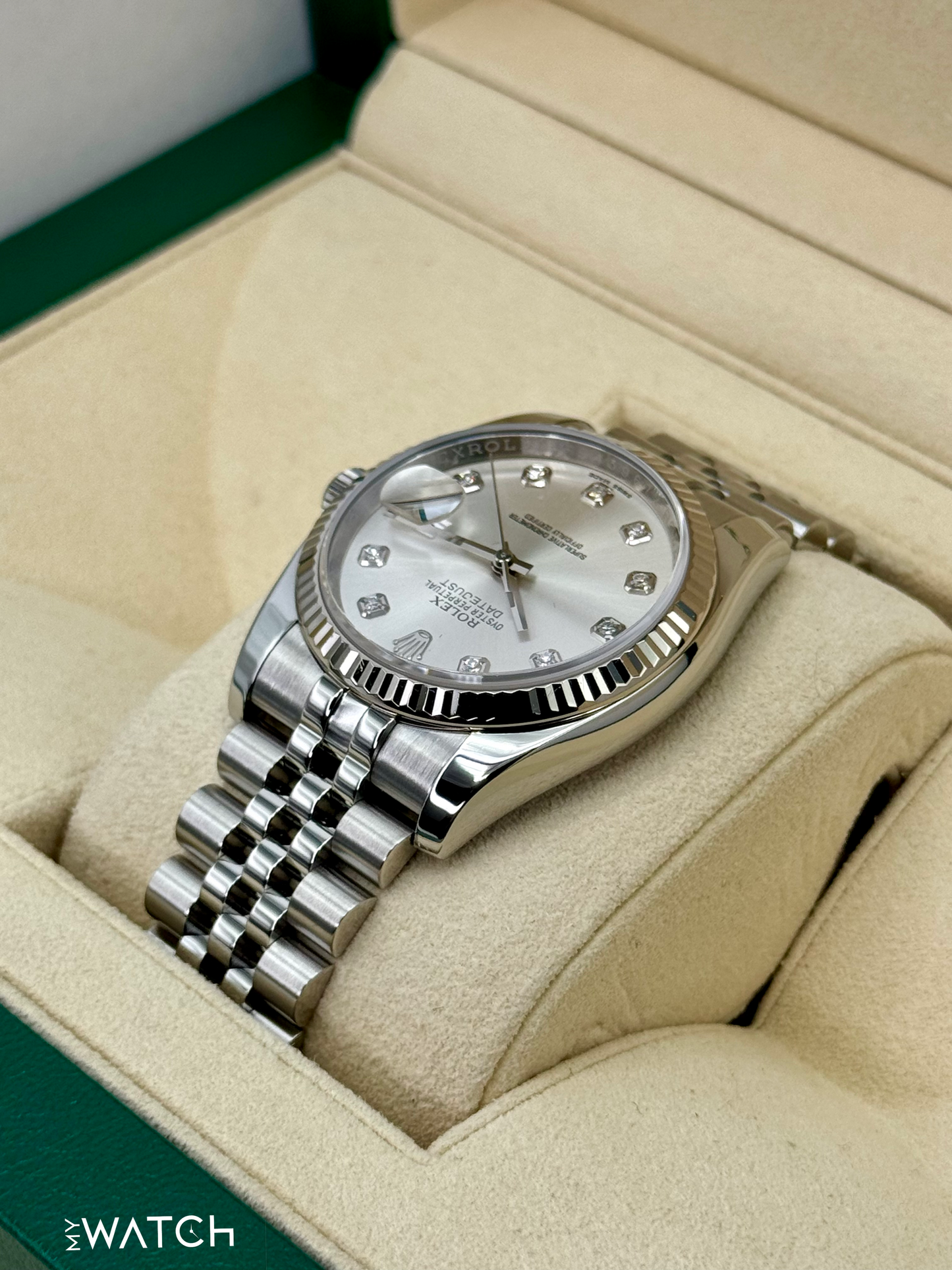 2017 Rolex Datejust 36mm 116234 Stainless Steel Jubilee Silver Diamond Dial - MyWatchLLC