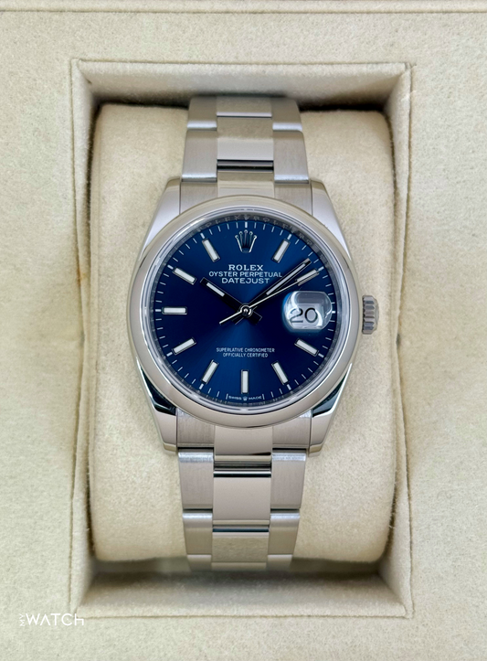 2020 Rolex Datejust 36mm 126200 Stainless Steel Oyster Blue Dial - MyWatchLLC
