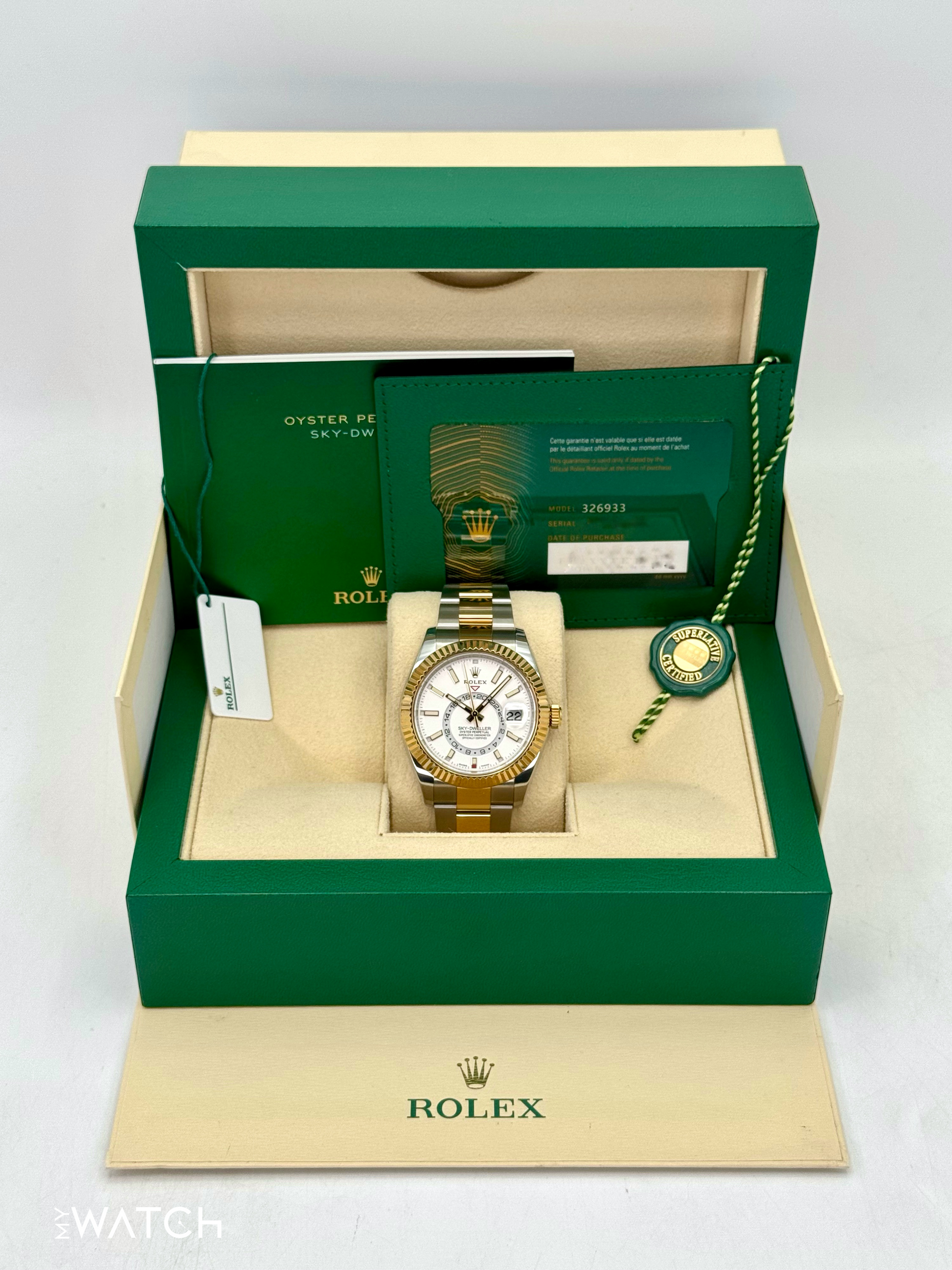 2022 Rolex Sky-Dweller 42mm 326933 Two-Tone Oyster White Dial - MyWatchLLC