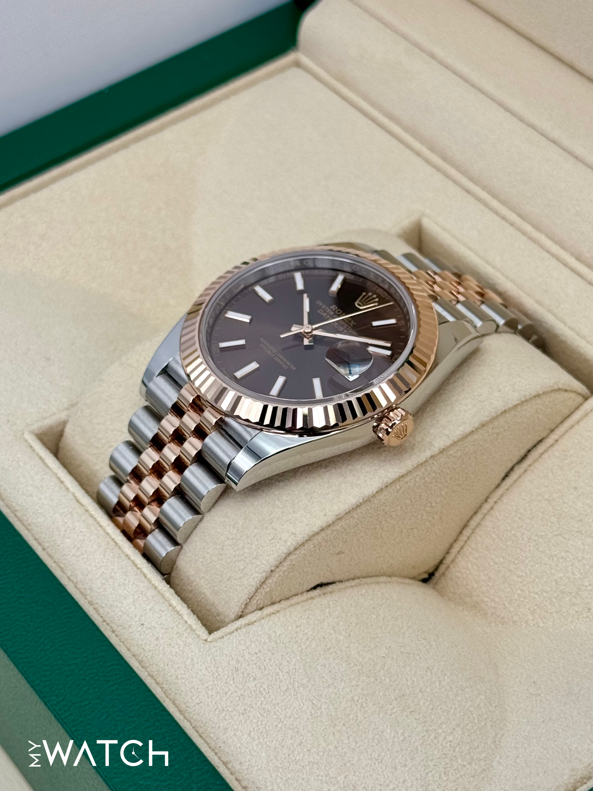 NEW 2024 Rolex Datejust 41mm 126331 Two-Tone Rose Gold Chocolate Dial - MyWatchLLC