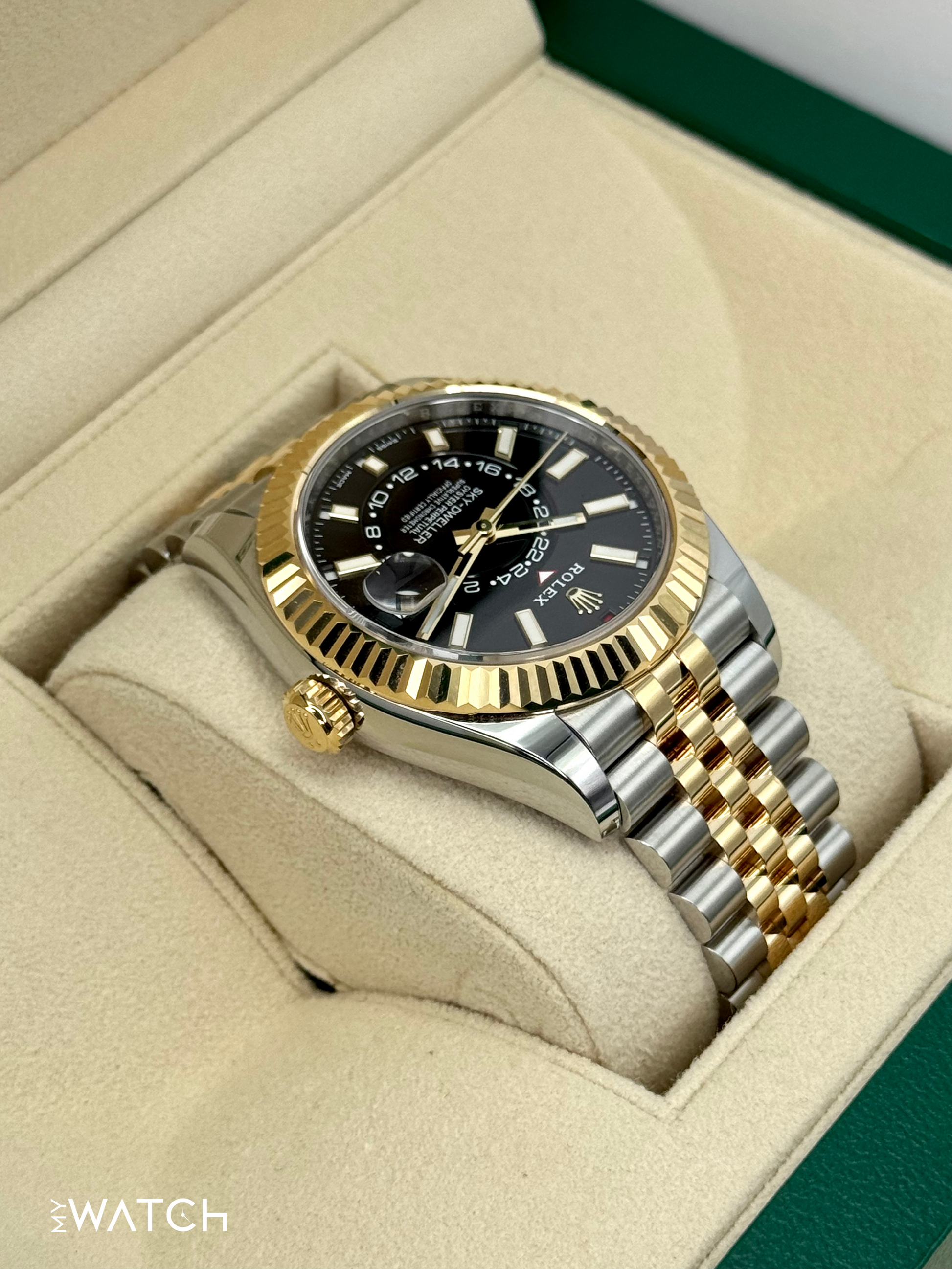 2023 Rolex Sky-Dweller 42mm 326933 Two-Tone Jubilee Black Dial - MyWatchLLC