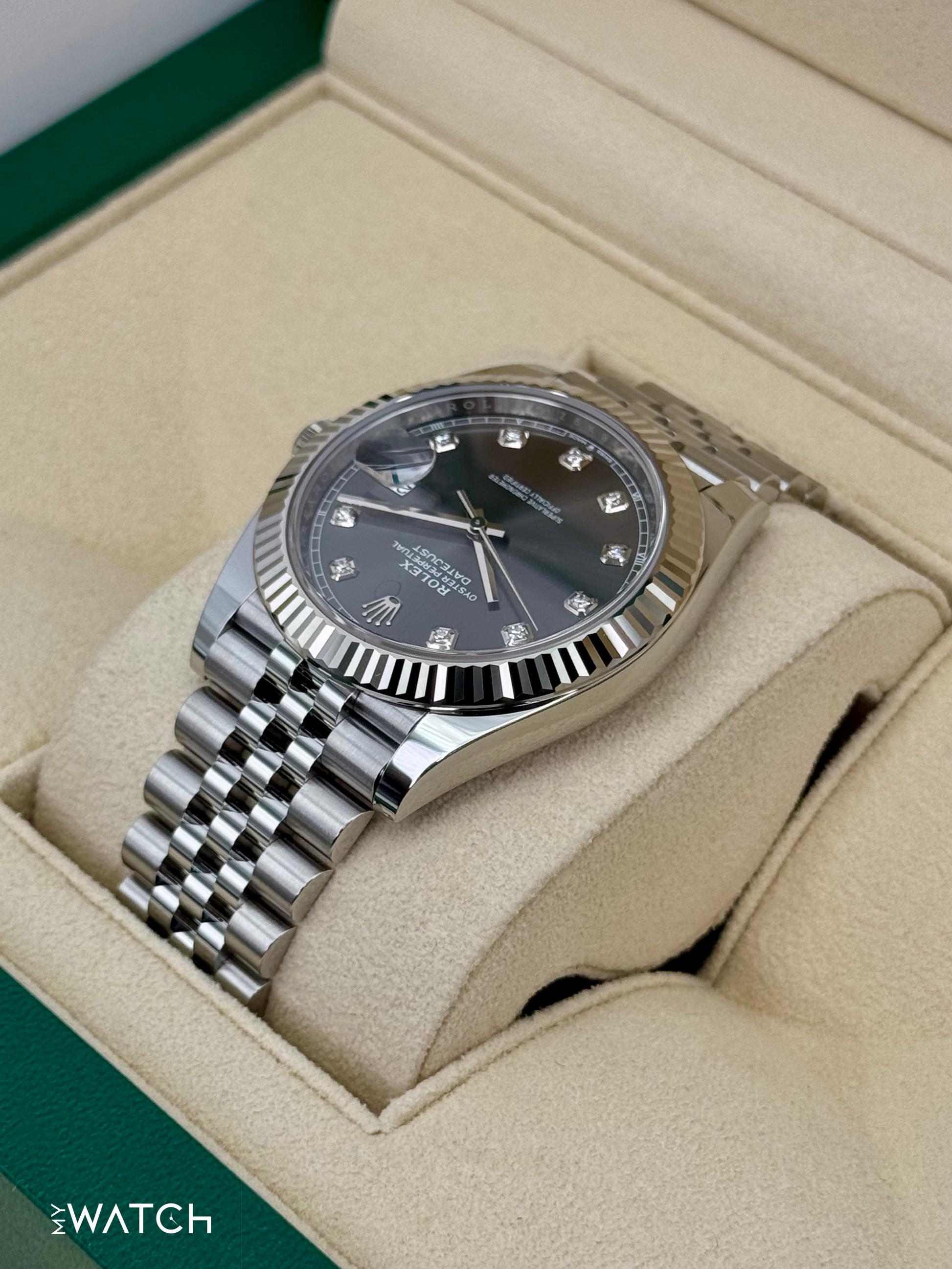 2024 Rolex Datejust 41mm 126334 Stainless Steel Jubilee Rhodium Diamond Dial - MyWatchLLC