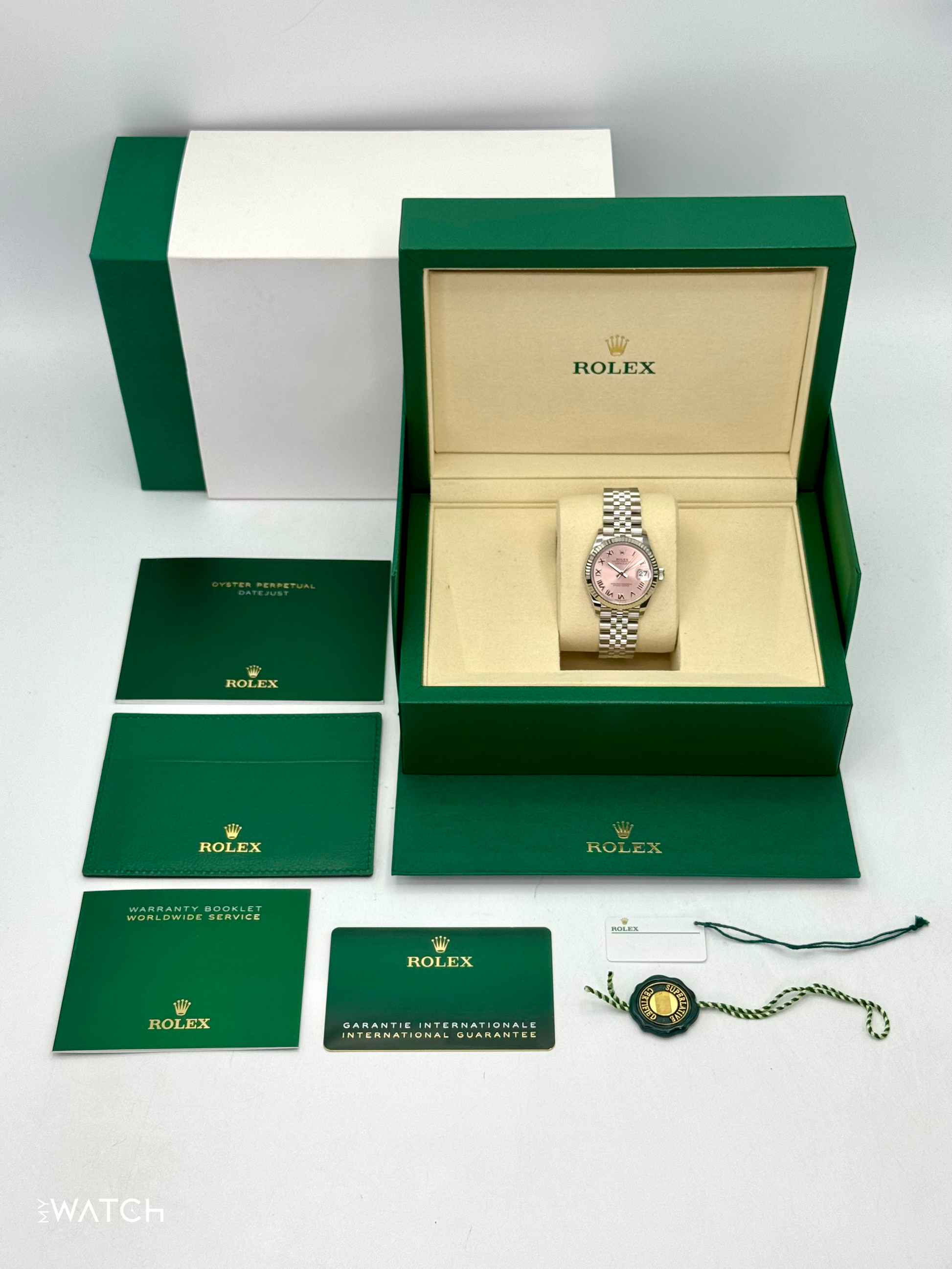 NEW 2025 Rolex Lady Datejust 31mm 278274 Stainless Steel Jubilee Pink Roman Dial - MyWatchLLC