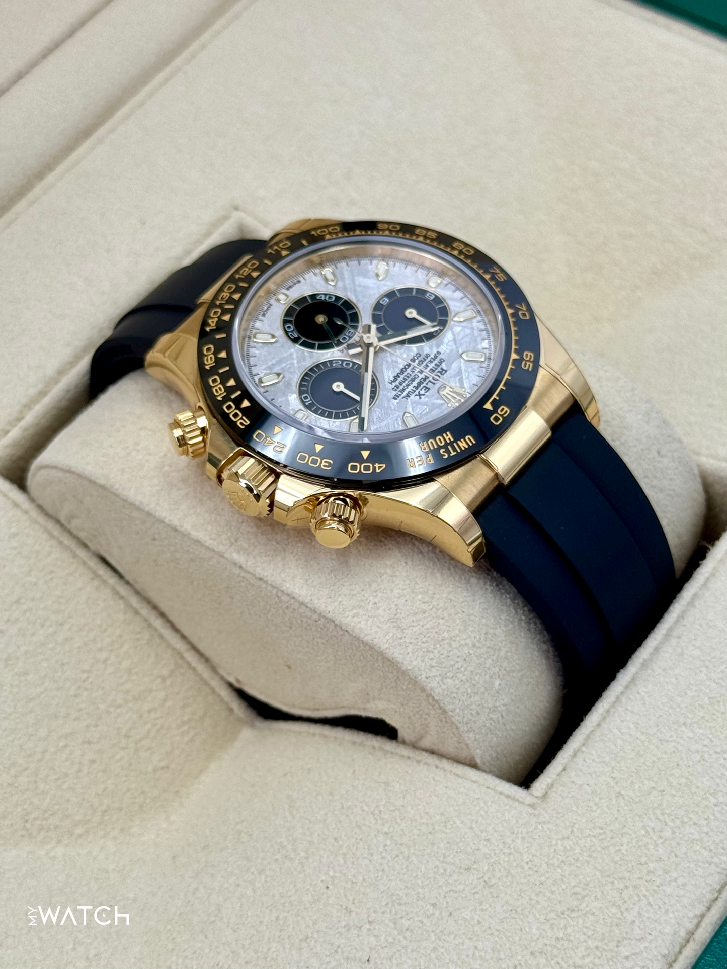 2022 Rolex Daytona 40mm 126518LN Yellow Gold Oysterflex Meteorite Dial (STICKERED) - MyWatchLLC