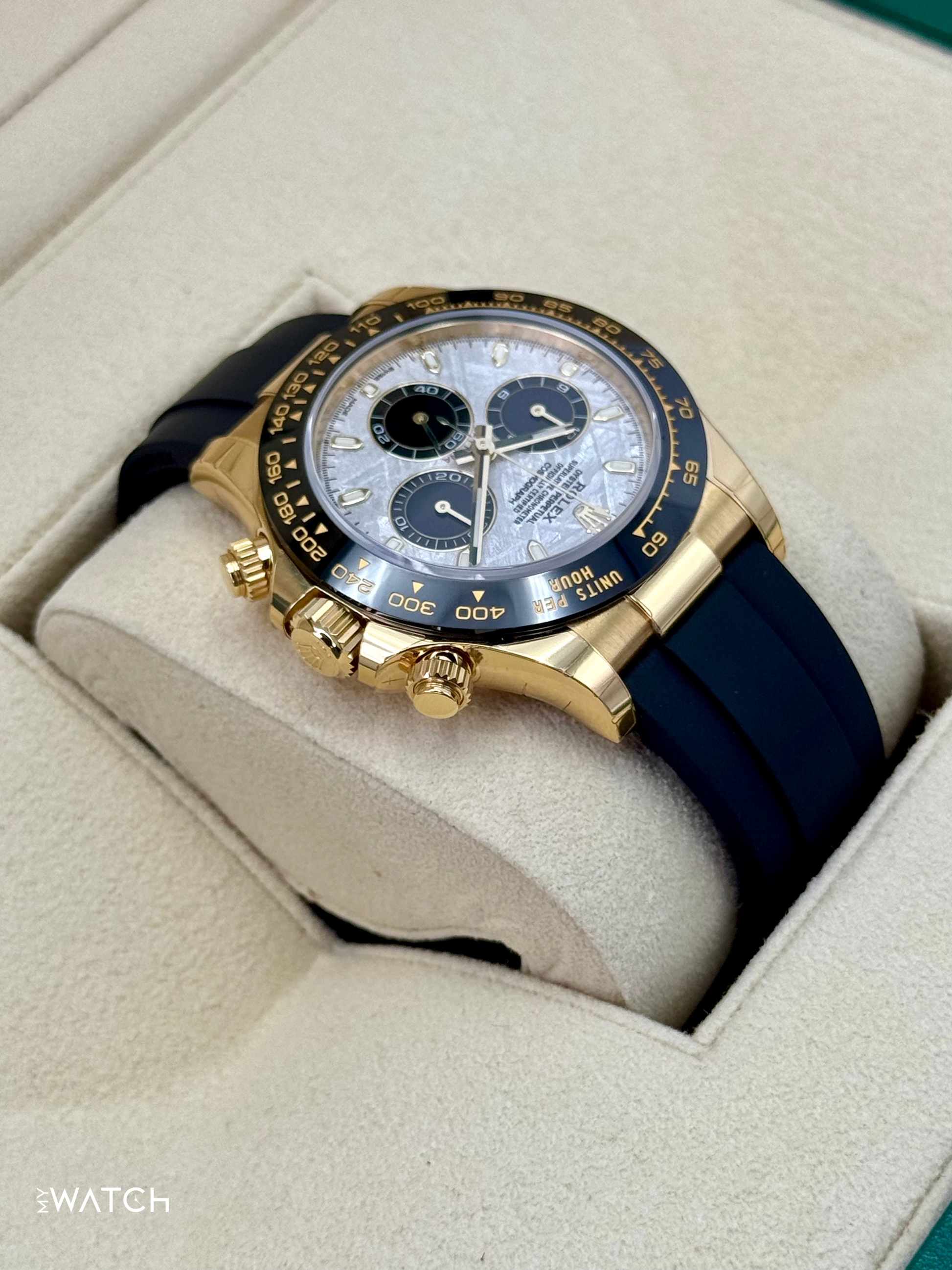 2022 Rolex Daytona 40mm 126518LN Yellow Gold Oysterflex Meteorite Dial (STICKERED) - MyWatchLLC