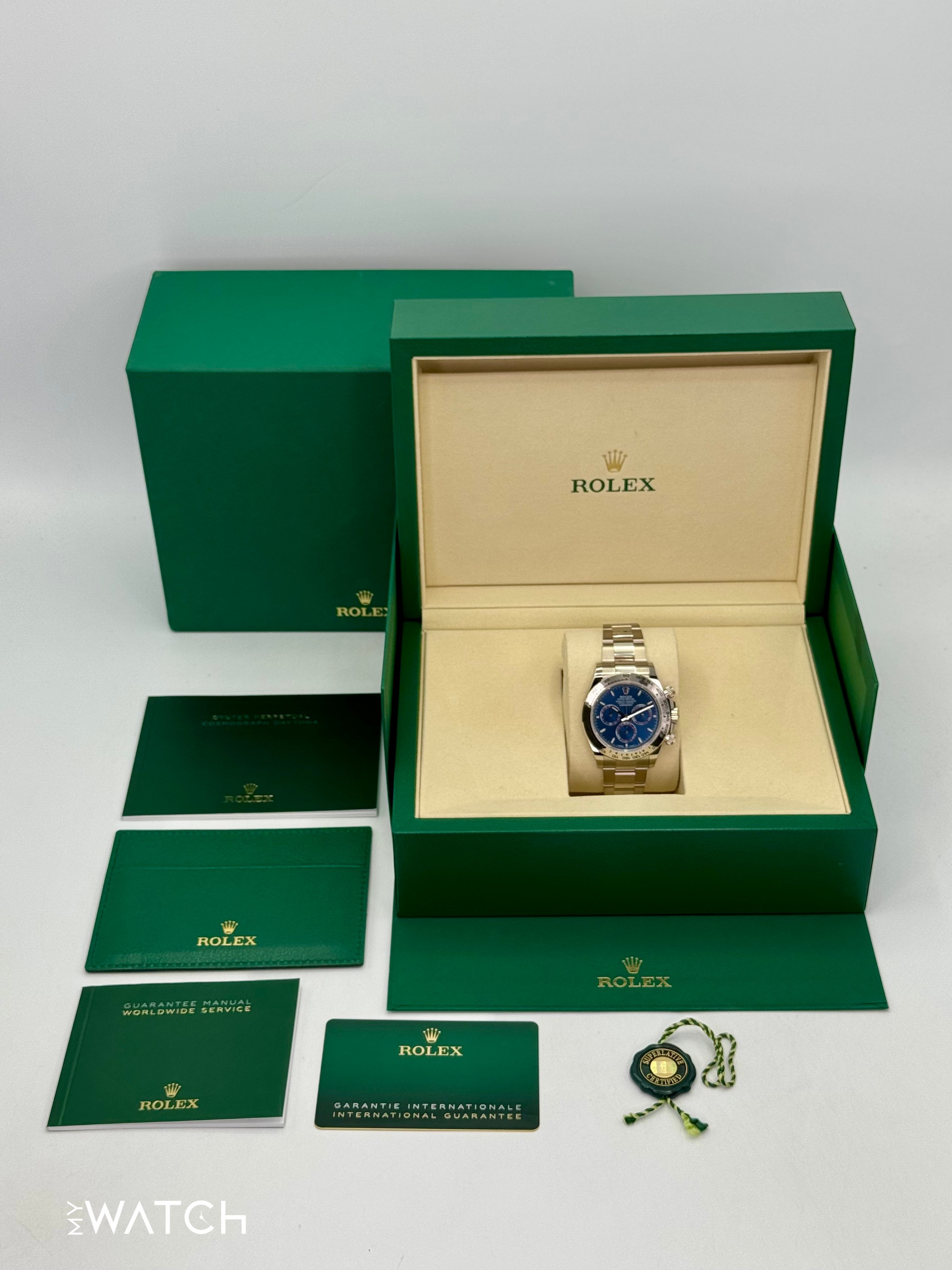 NEW 2025 Rolex Daytona 40mm 126509 White Gold Blue Dial - MyWatchLLC