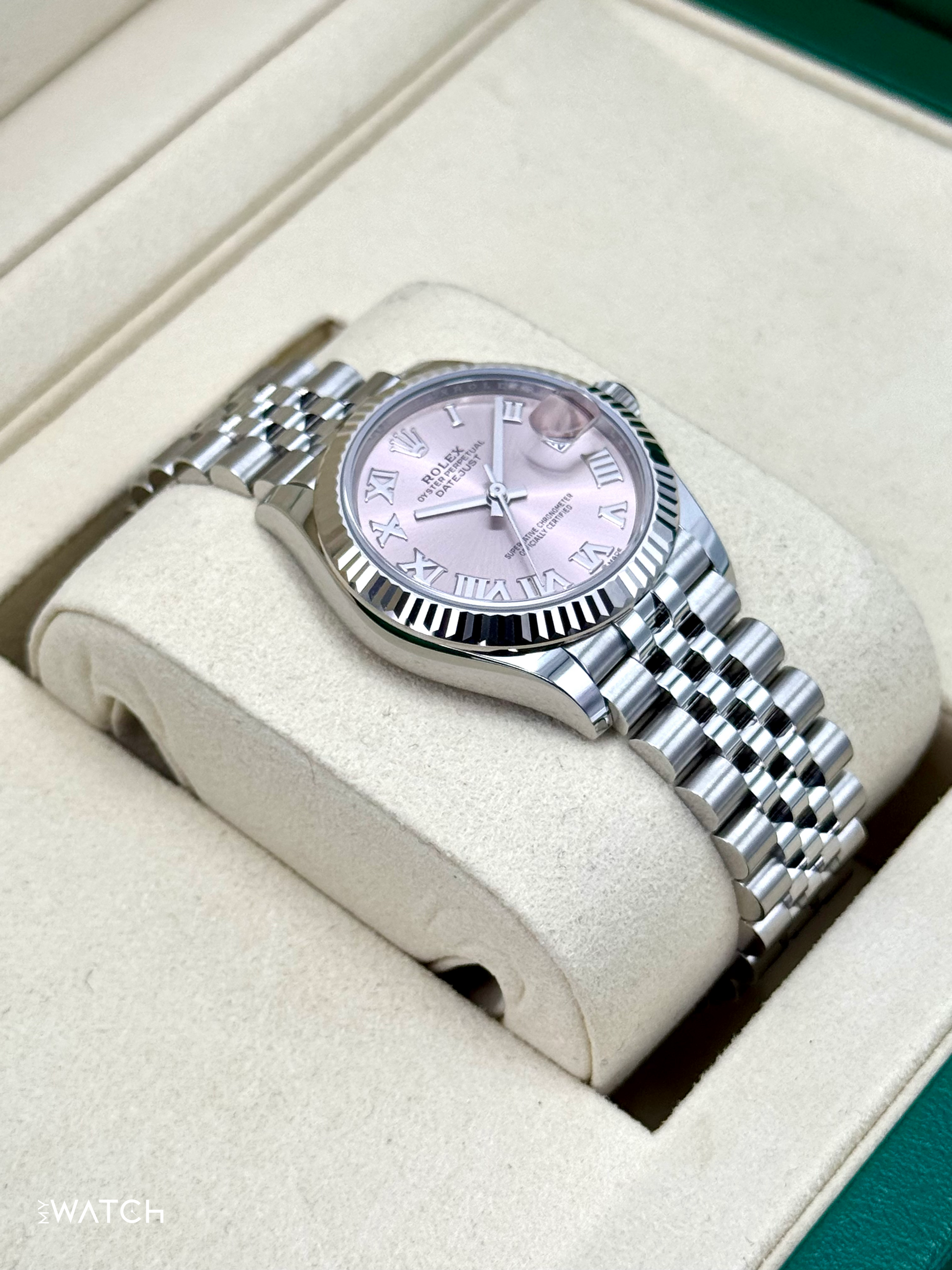 NEW 2025 Rolex Lady Datejust 31mm 278274 Stainless Steel Jubilee Pink Roman Dial - MyWatchLLC