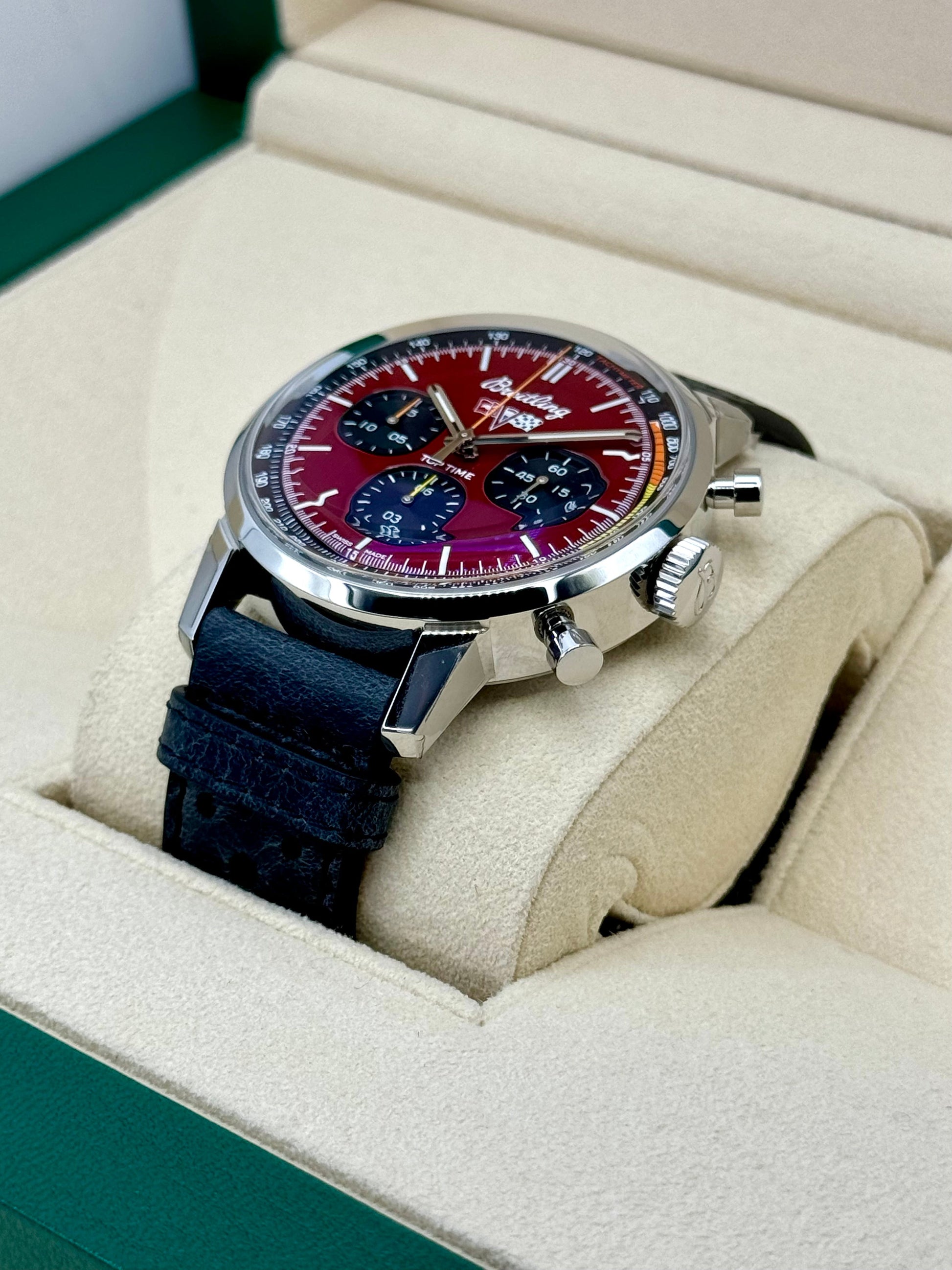 New 2024 Breitling Top Time Chronograph 42mm A25310 Steel Red Dial - MyWatchLLC