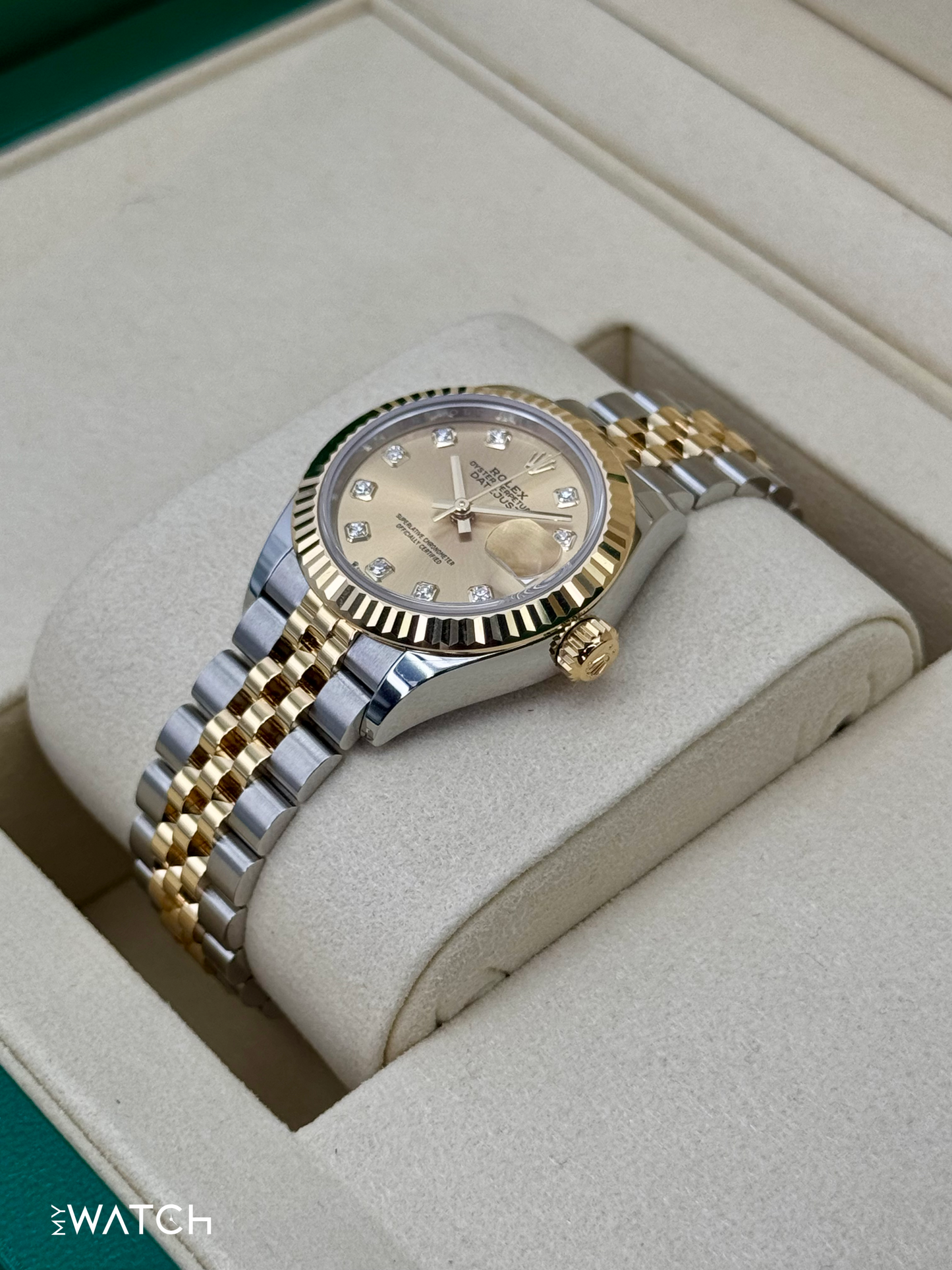NEW 2025 Rolex Lady Datejust 28mm 279173 Jubilee Champagne Diamond Dial - MyWatchLLC