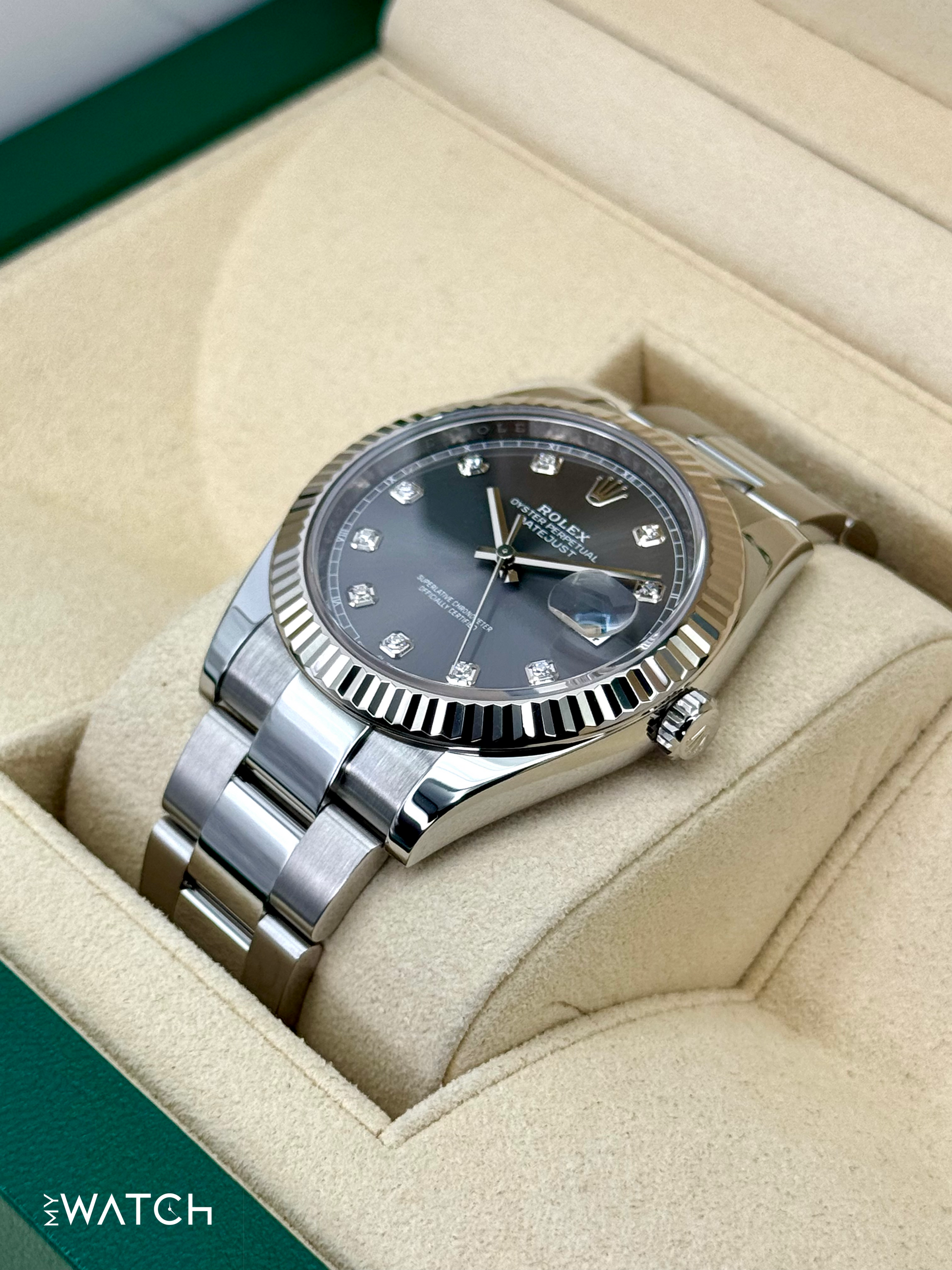 2022 Rolex Datejust 41mm 126334 Stainless Steel Oyster Rhodium Diamond Dial - MyWatchLLC