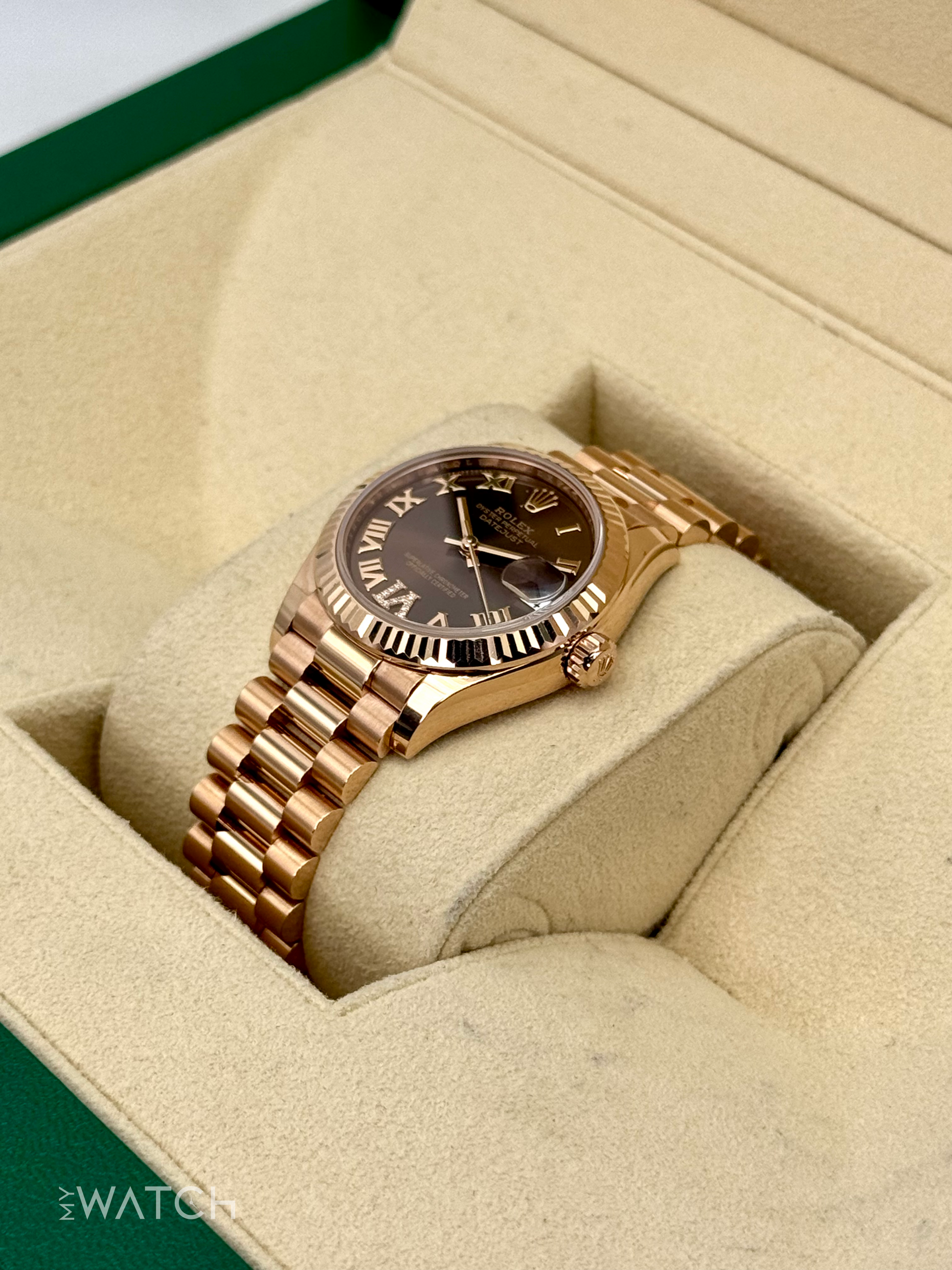 2022 Rolex Datejust 31mm 278275 Rose Gold Chocolate Diamond Dial - MyWatchLLC