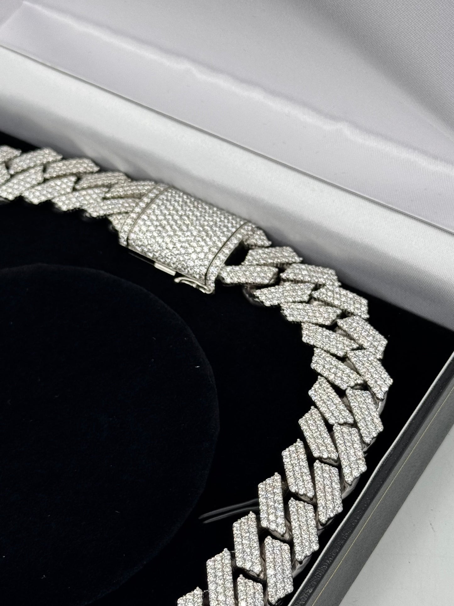 Iced Out Diamond Prong Cuban Link 14K White Gold Chain 423grams 66ct VS - MyWatchLLC