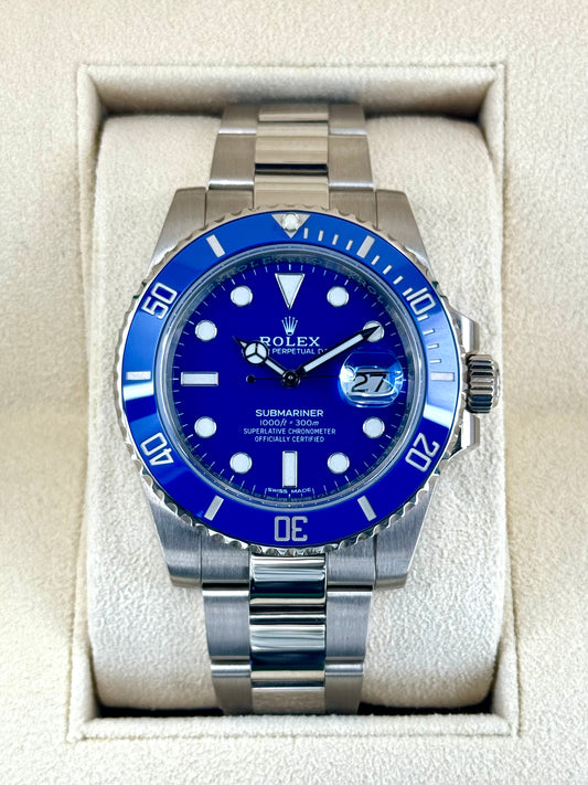 2018 Rolex Submariner "Smurf" 40mm 116619LB White Gold Blue Dial - MyWatchLLC