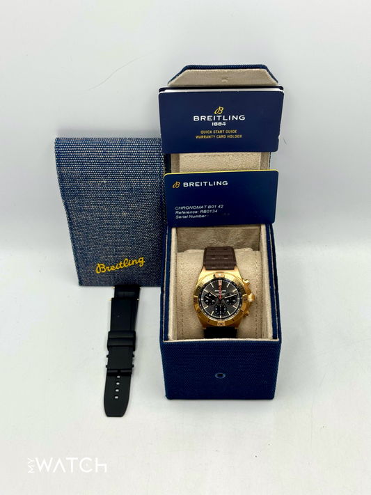 2023 Breitling Chronomat B01 42mm RB0134 Red Gold Grey Dial - MyWatchLLC