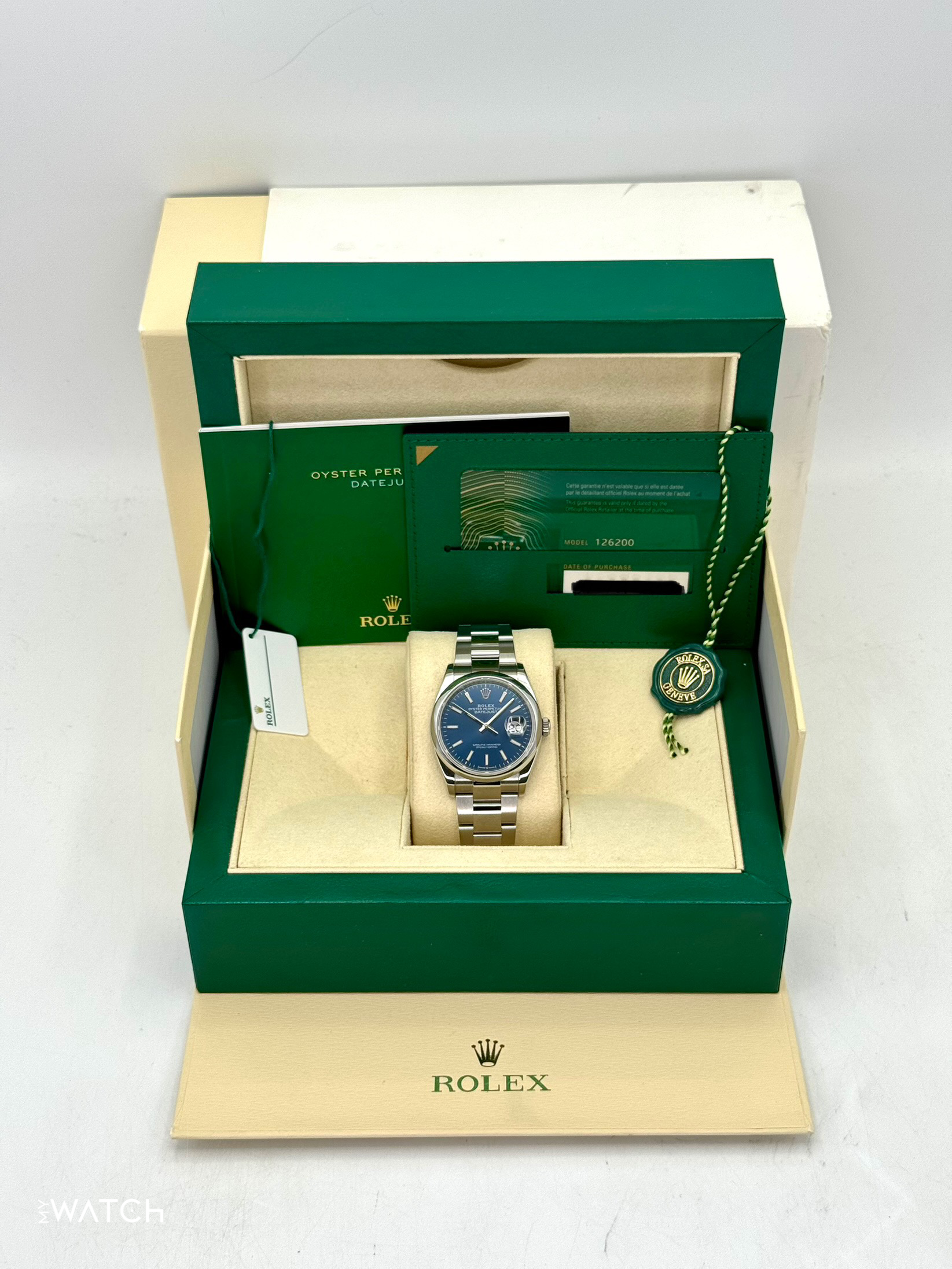 2020 Rolex Datejust 36mm 126200 Stainless Steel Oyster Blue Dial - MyWatchLLC