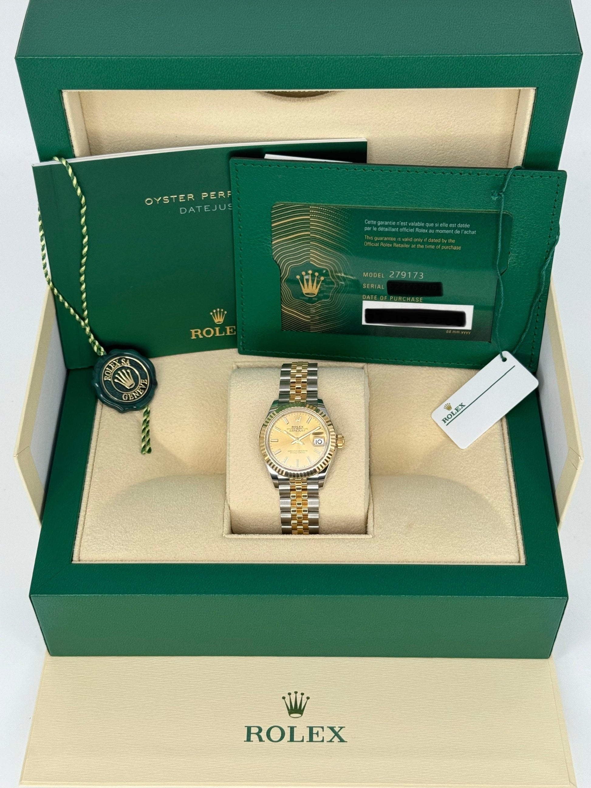 NEW 2024 Rolex Lady Datejust 28mm 279173 Jubilee Champagne Dial - MyWatchLLC
