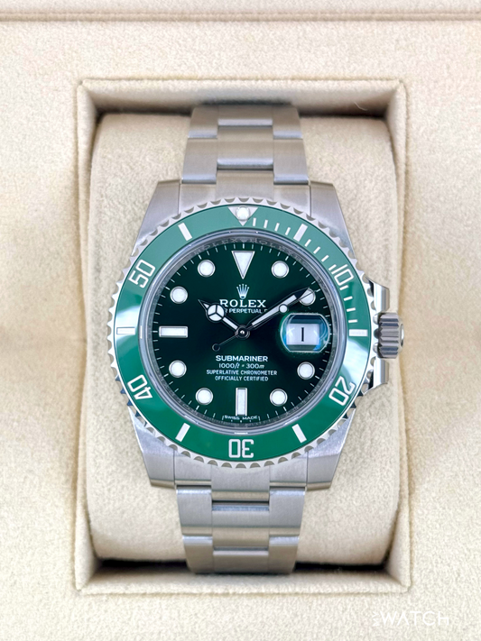 NEW OLD STOCK 2020 Rolex Submariner “Hulkâ€?40mm 116610LV Green Dial (STICKERED) - MyWatchLLC