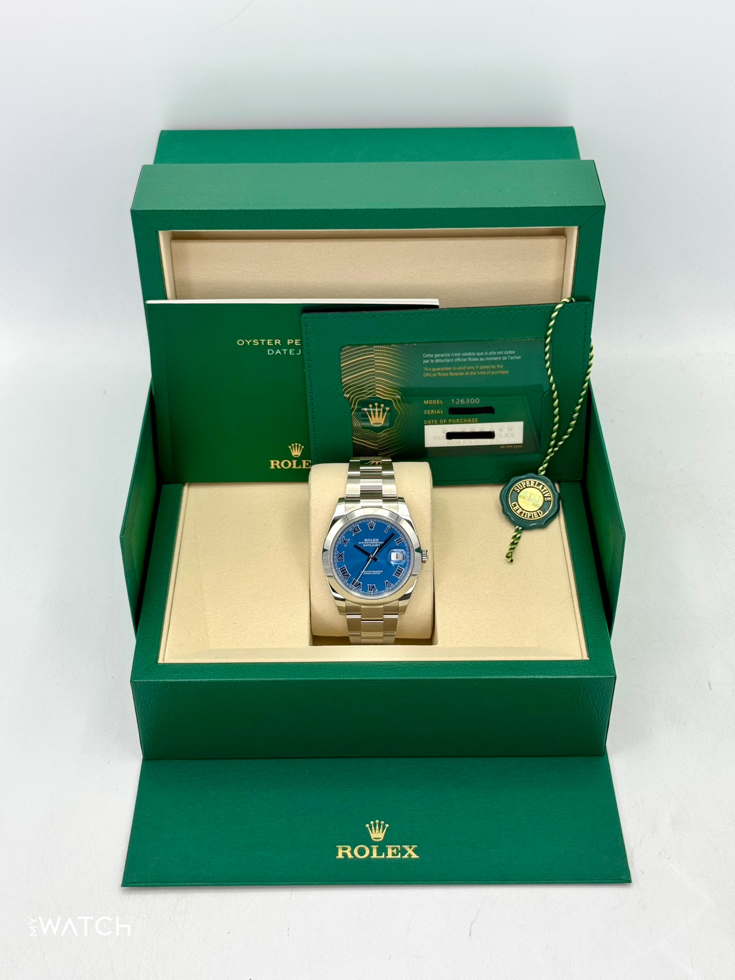 NEW 2025 Rolex Datejust 41mm 126300 Oyster Blue Roman Numeral Dial - MyWatchLLC