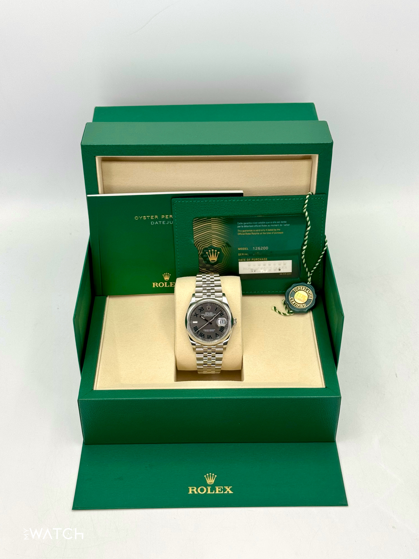 NEW 2025 Rolex Datejust 36mm 126200 Jubilee Wimbledon Dial - MyWatchLLC