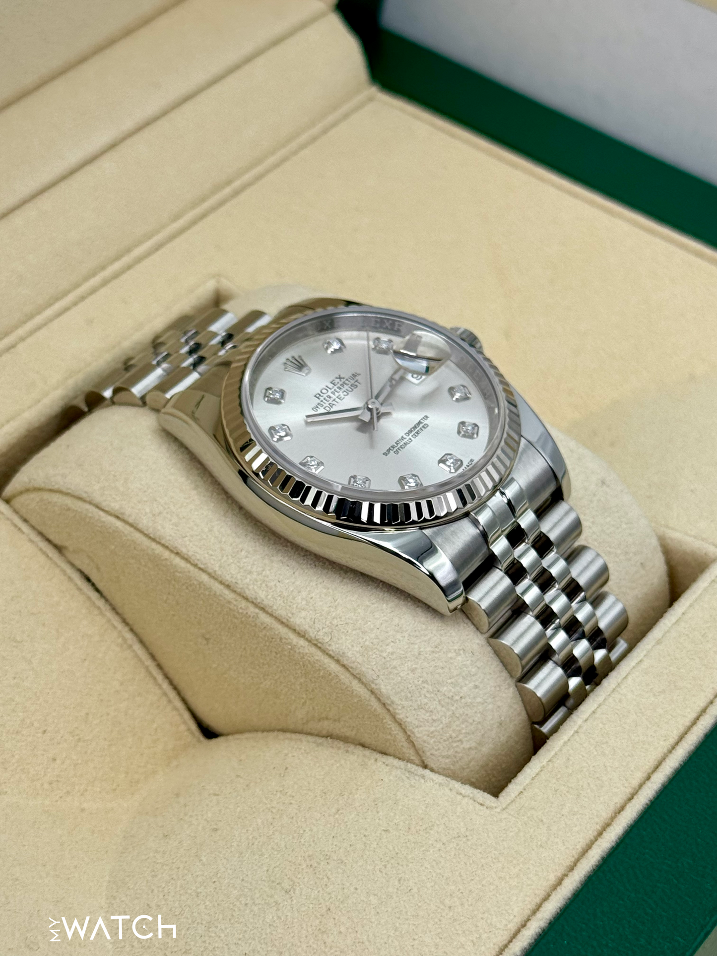 2017 Rolex Datejust 36mm 116234 Stainless Steel Jubilee Silver Diamond Dial - MyWatchLLC
