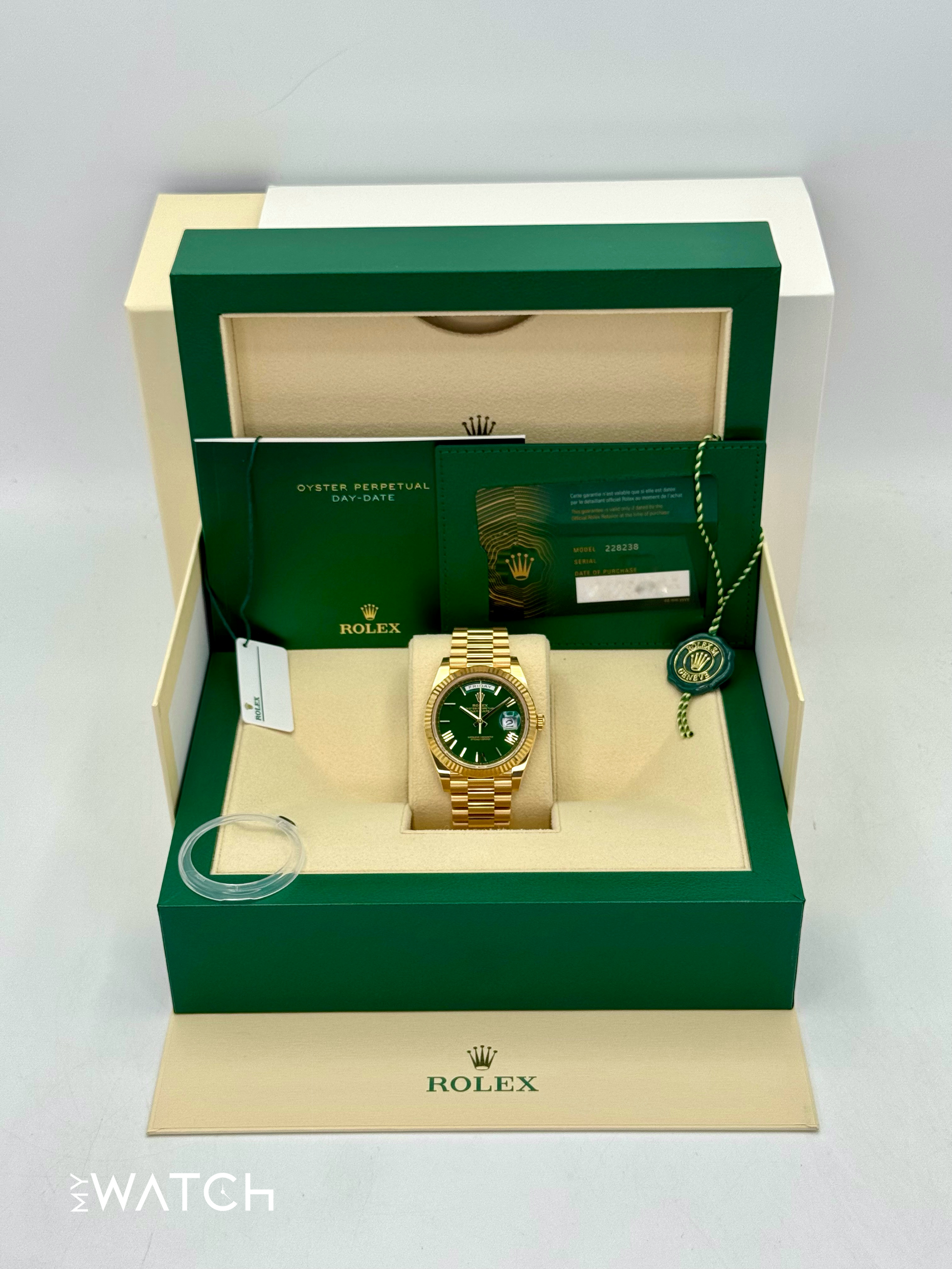 NEW 2025 Rolex Day-Date 40mm 228238 Presidential Green Dial - MyWatchLLC
