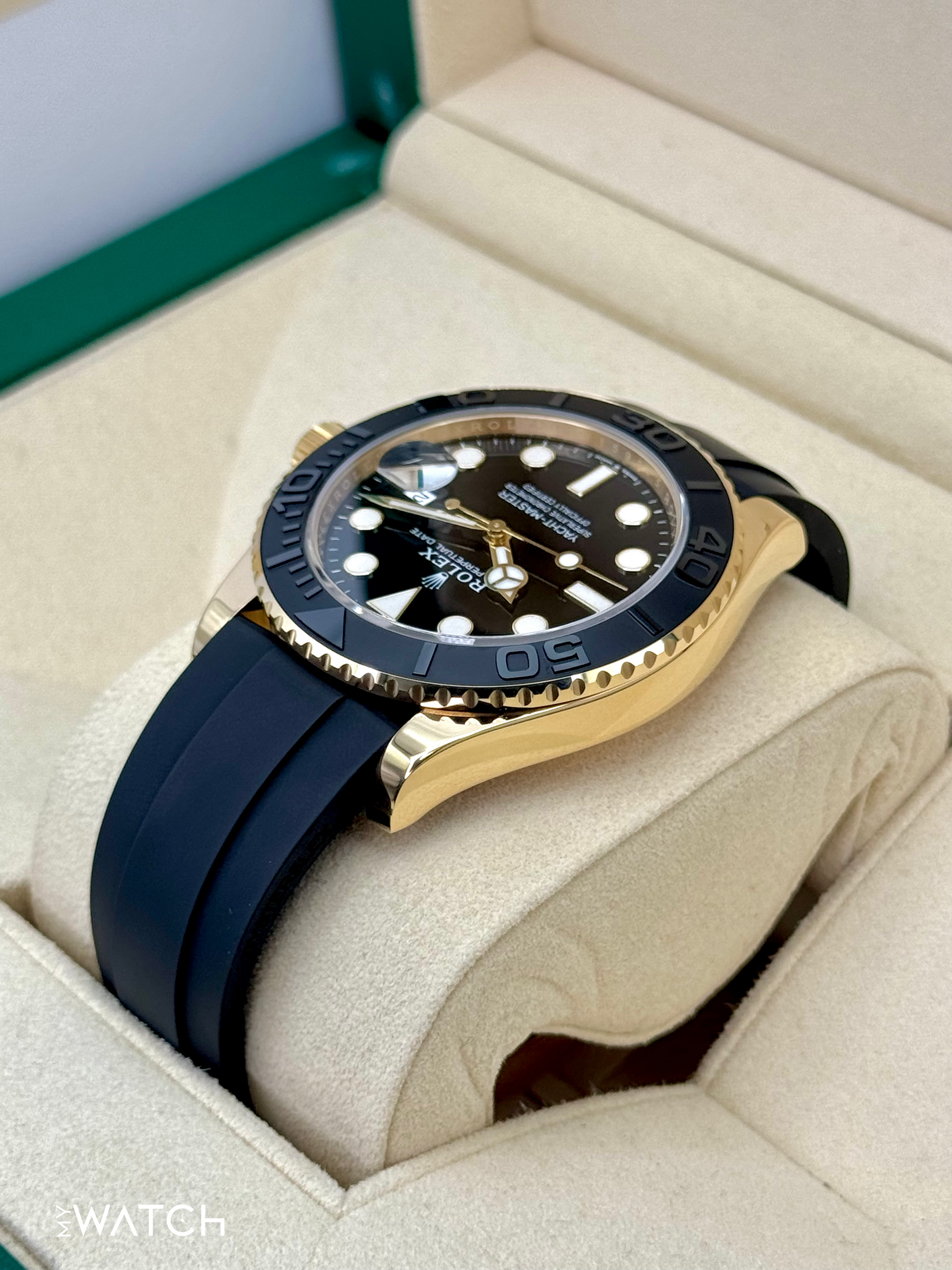 2022 Rolex Yacht-Master 42mm 226658 Gold Oysterflex Black Dial - MyWatchLLC