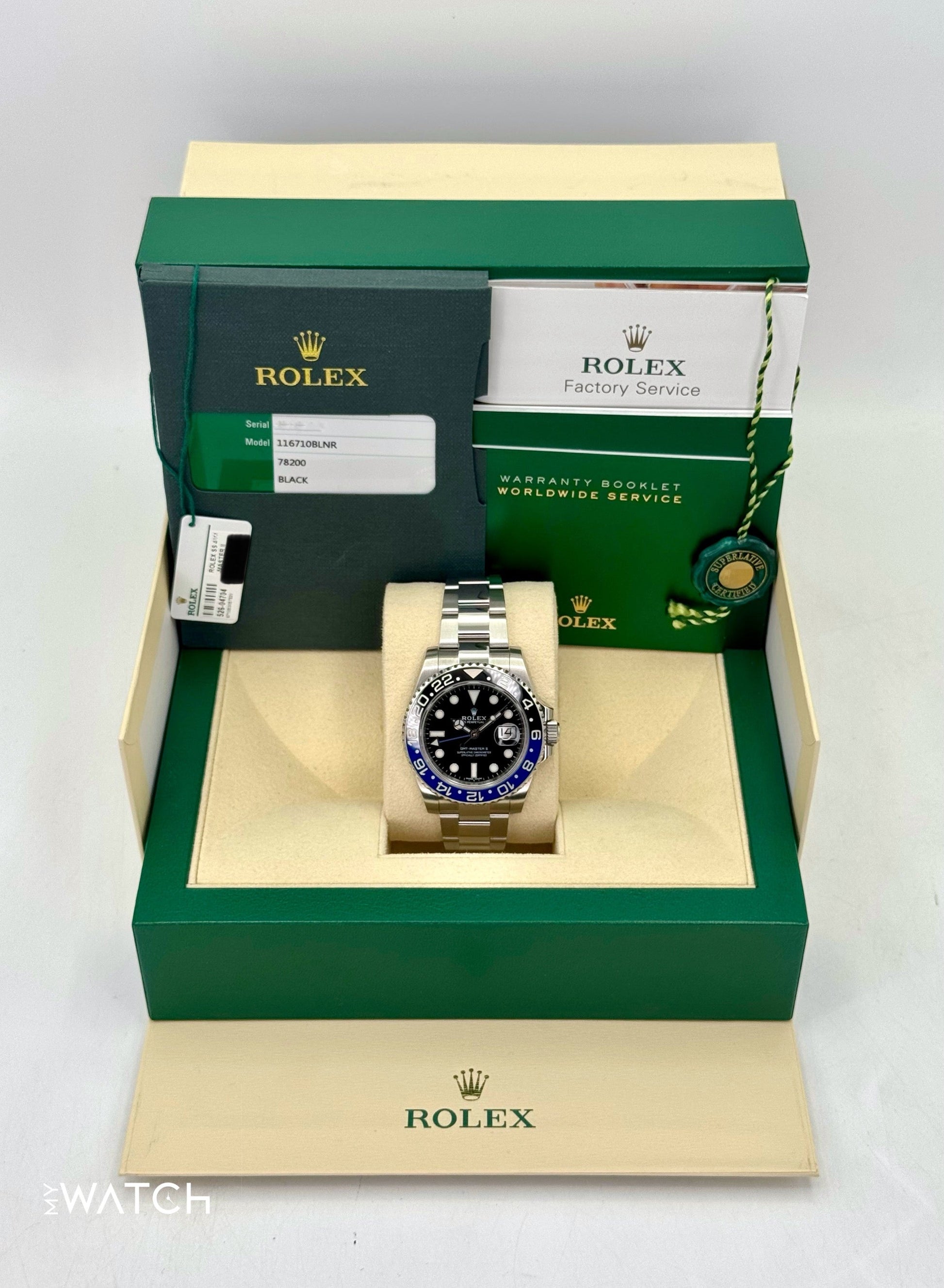 2016 Rolex GMT-Master II "Batman" 40mm 116710BLNR Oyster - MyWatchLLC