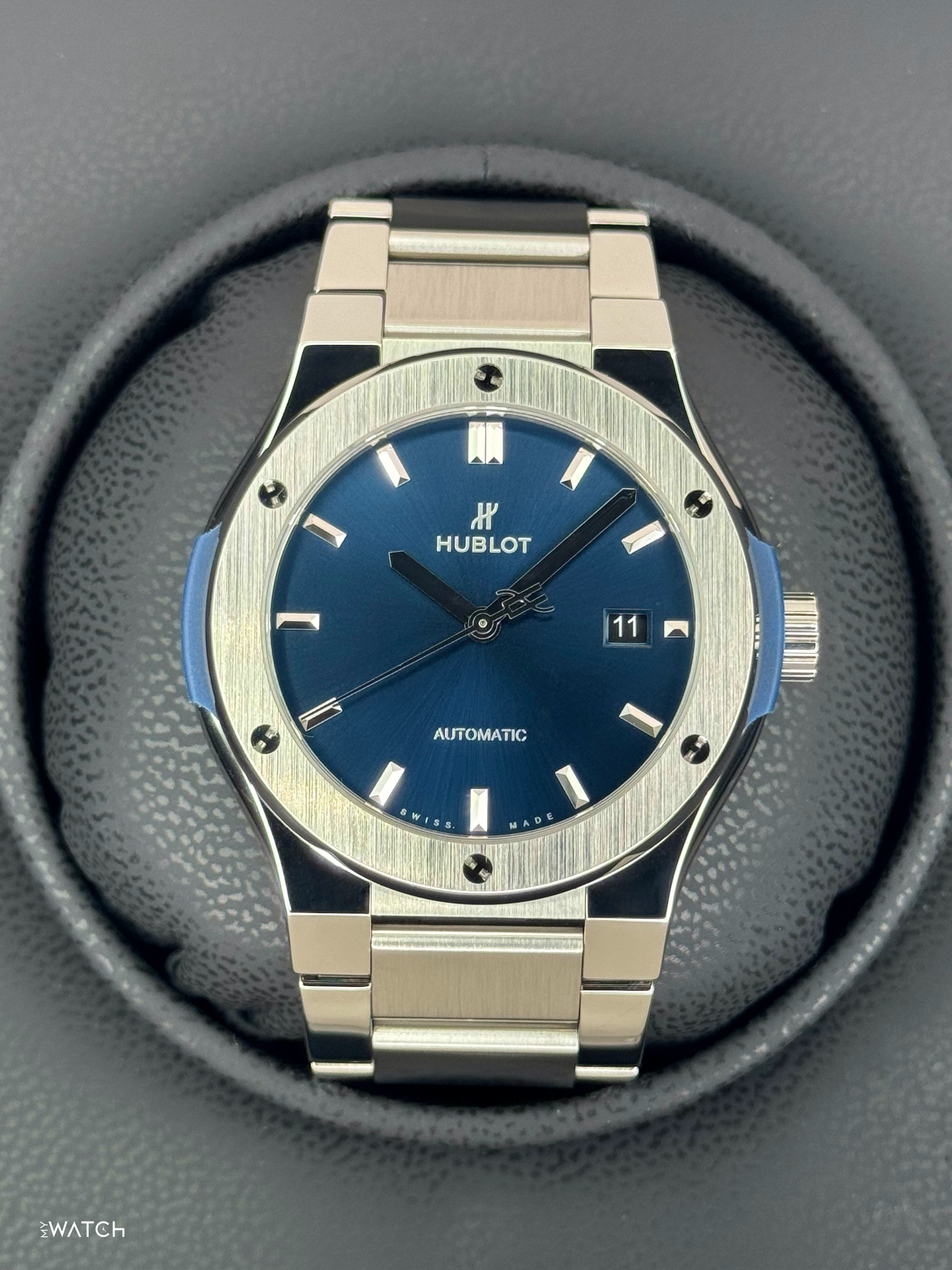 2023 Hublot Classic Fusion 42mm 548.NX.7170.NX Titanium Blue Dial - MyWatchLLC