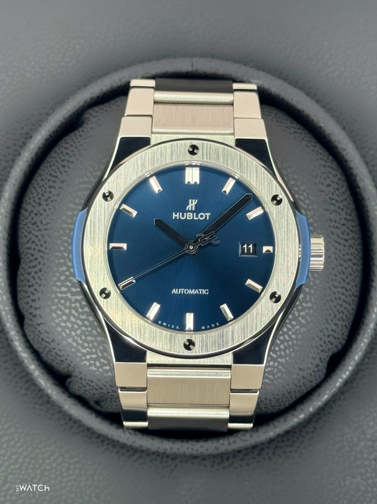 2023 Hublot Classic Fusion 42mm 548.NX.7170.NX Titanium Blue Dial - MyWatchLLC