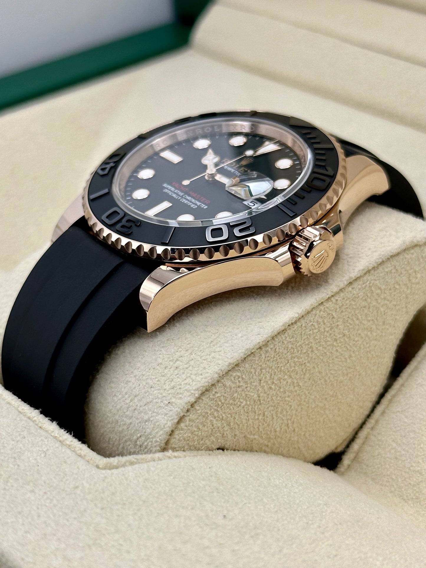NEW 2023 Rolex Yacht-Master 40mm 126655 Rose Gold Oysterflex Black Dial - MyWatchLLC