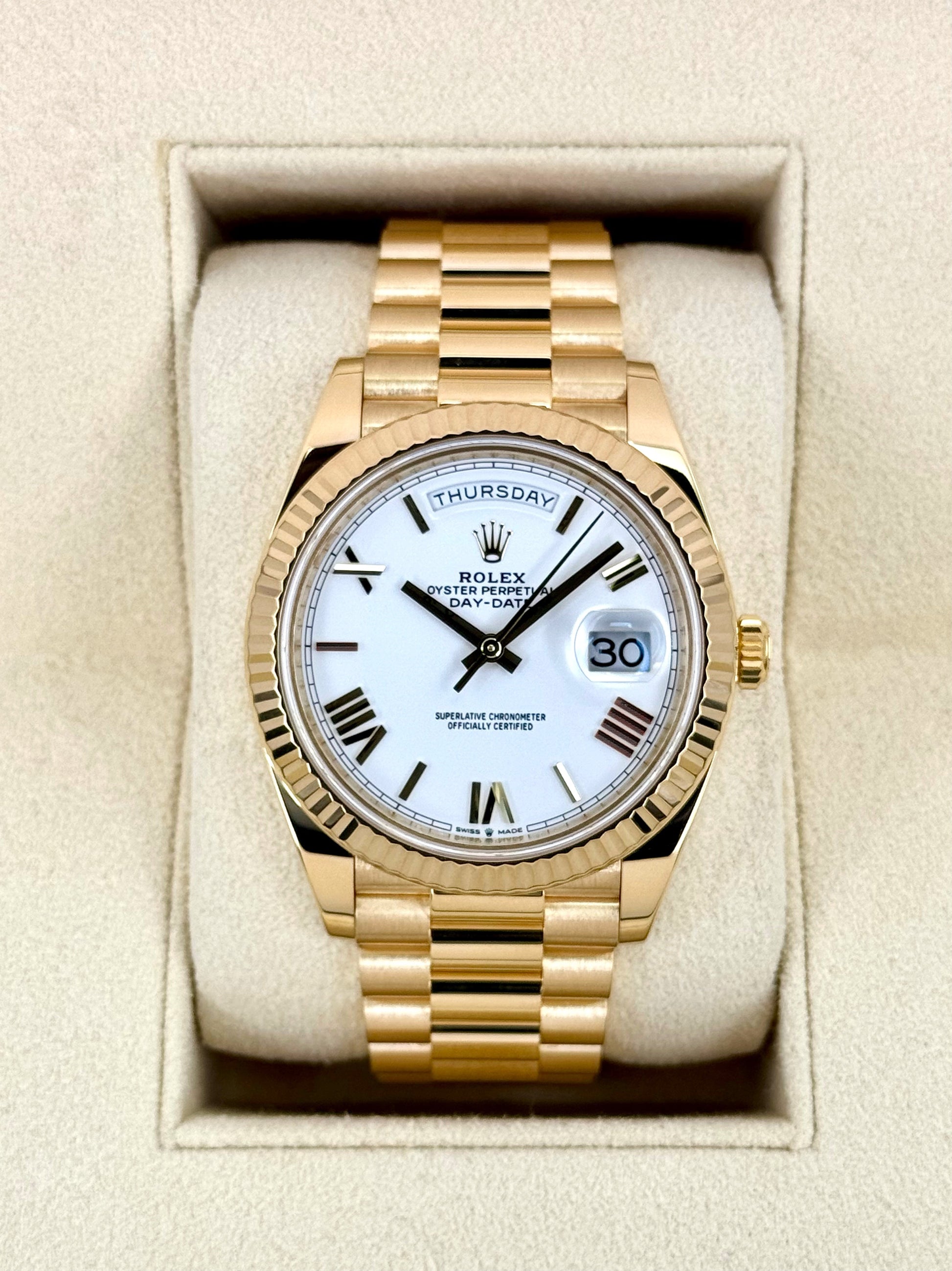 2023 Rolex Day-Date 40mm 228238 Presidential White Dial - MyWatchLLC