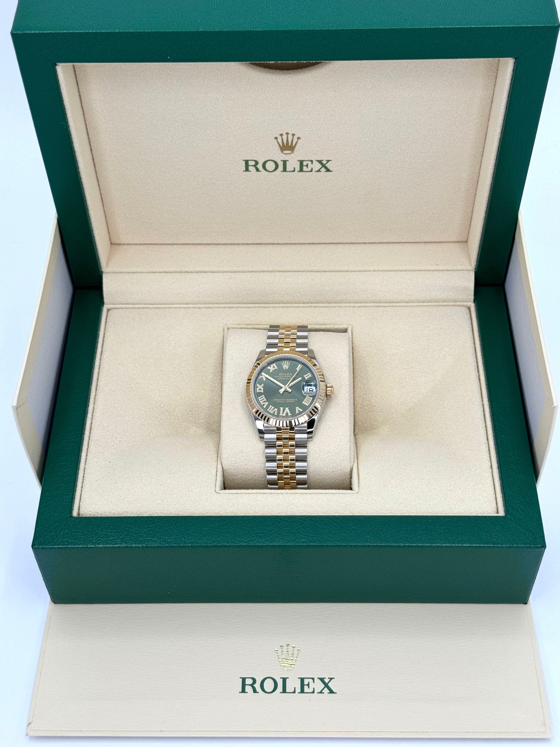 NEW 2023 Rolex Lady-Datejust 31mm 278273 Two-Tone Jubilee Green Dial - MyWatchLLC