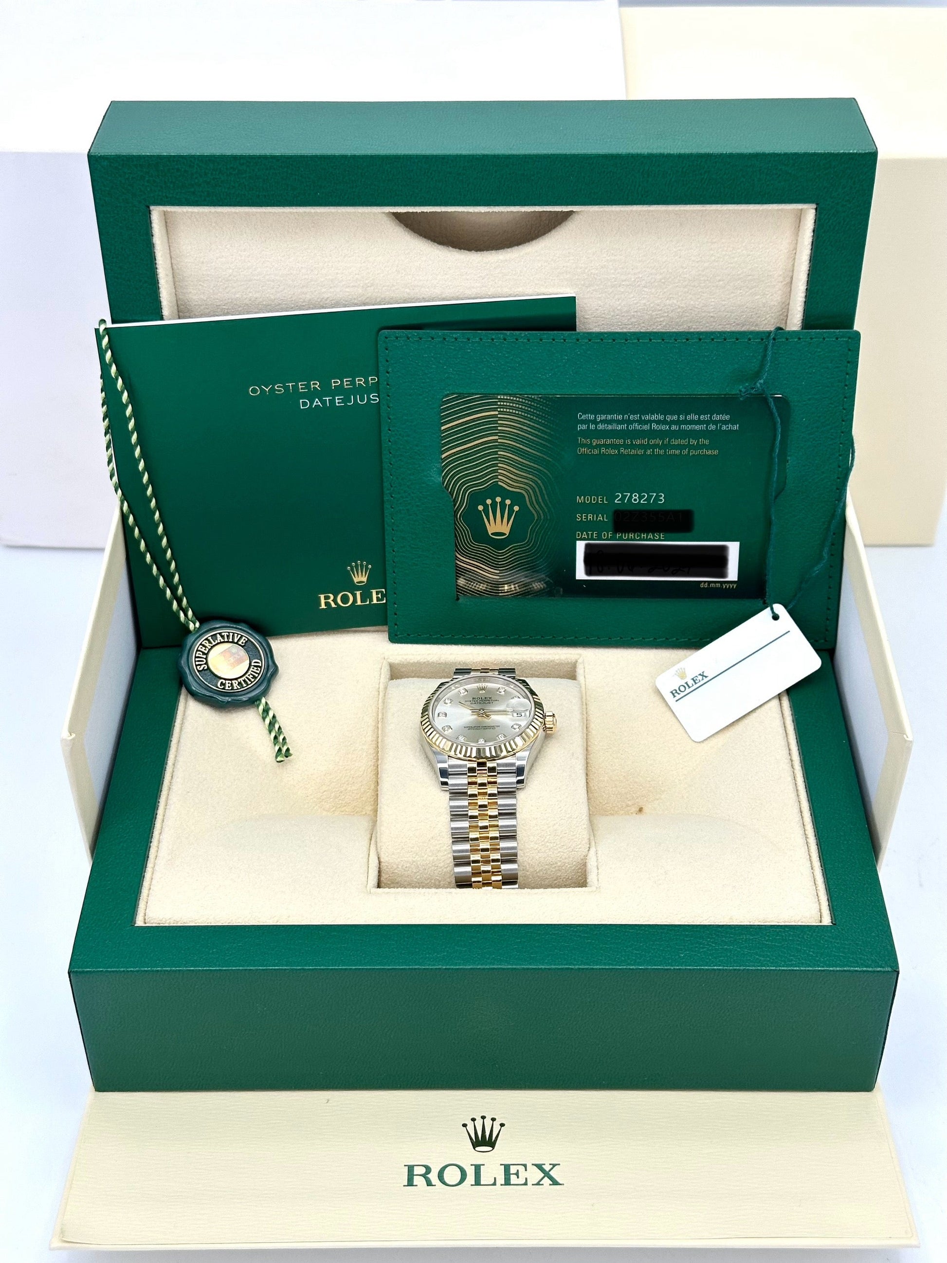 NEW 2024 Rolex Lady Datejust 31mm 278273 Two-Tone Silver Diamond Dial - MyWatchLLC