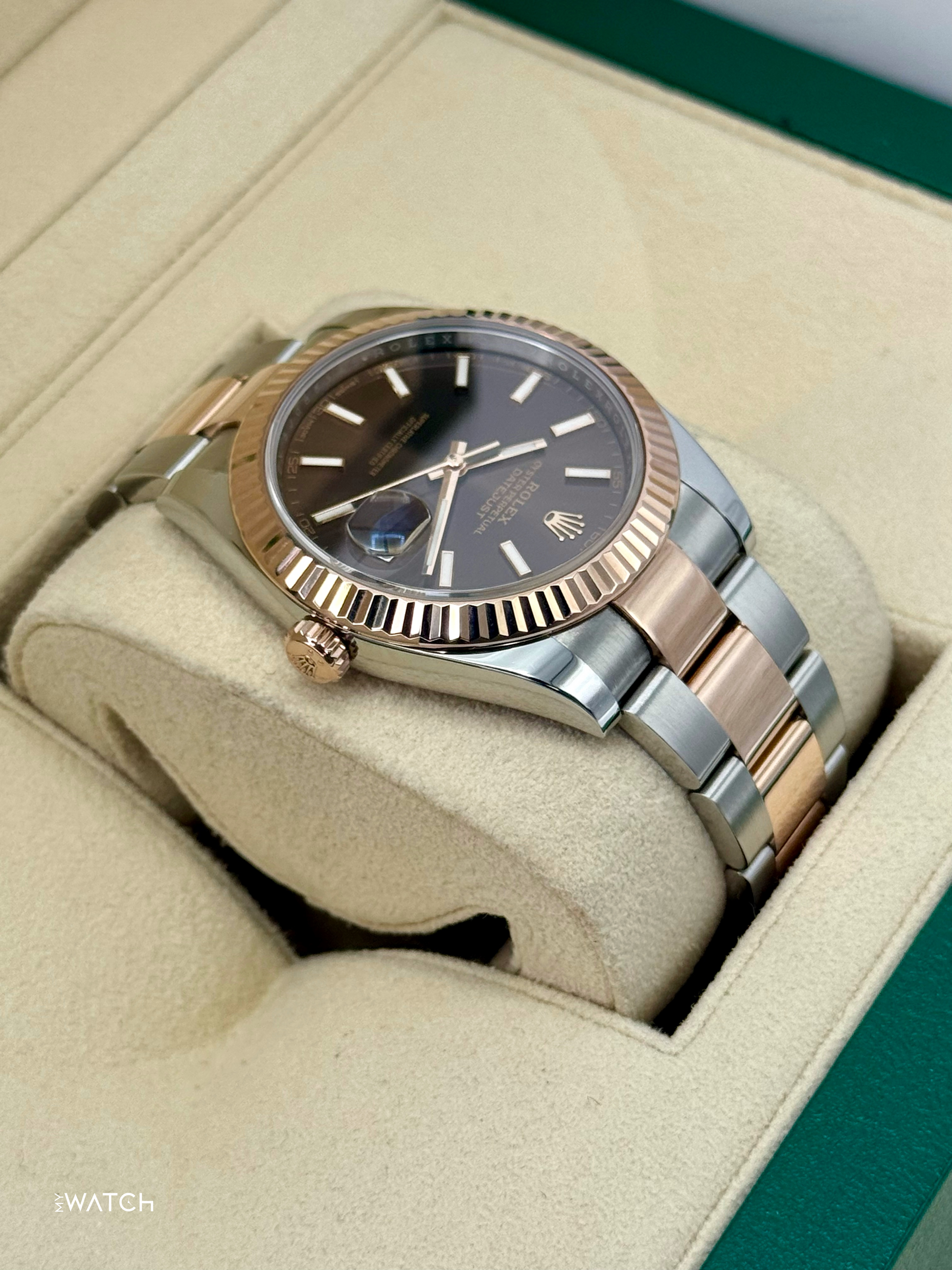 2017 Rolex Datejust 41mm 126331 Two-Tone Rose Gold Chocolate Dial - MyWatchLLC